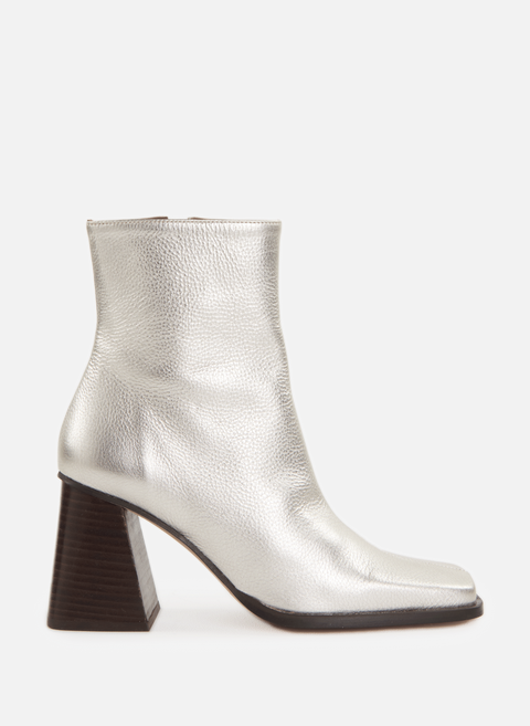 Metallic leather ankle boots SilverALOHAS 