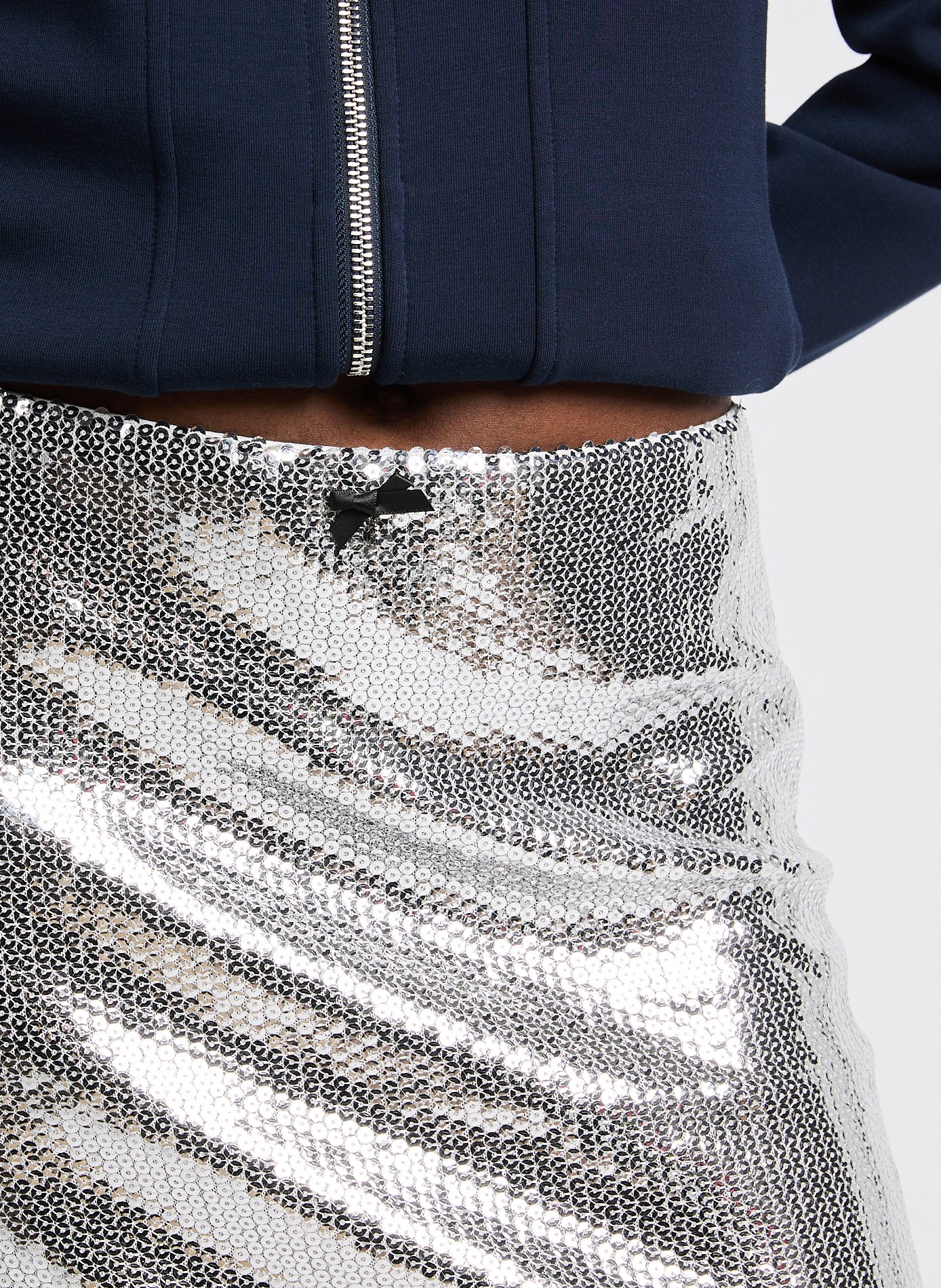 Jupe courte à sequins  ROTATE Argent