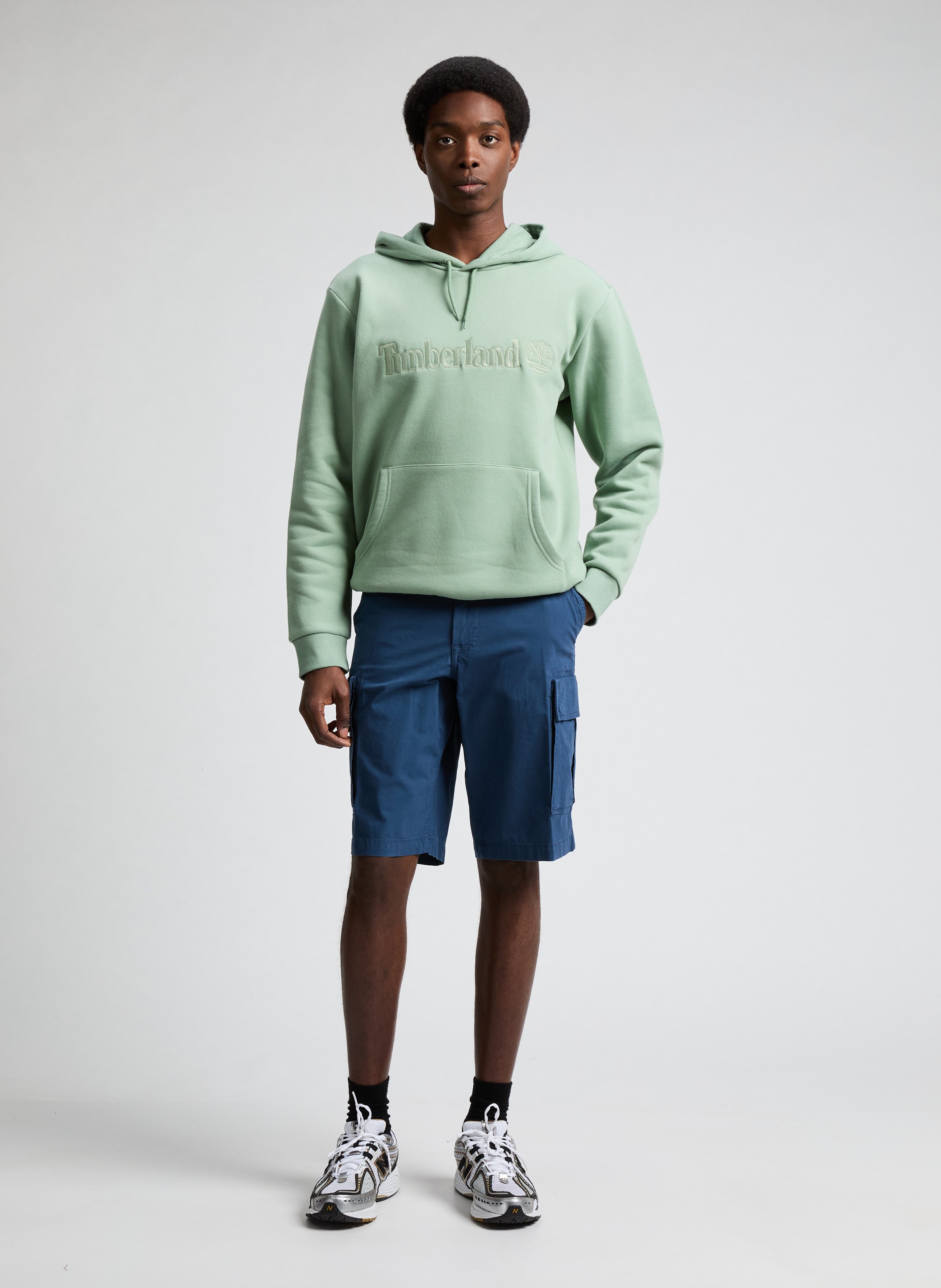 Straight embroidered sweatshirt in mixed cotton TIMBERLAND Green