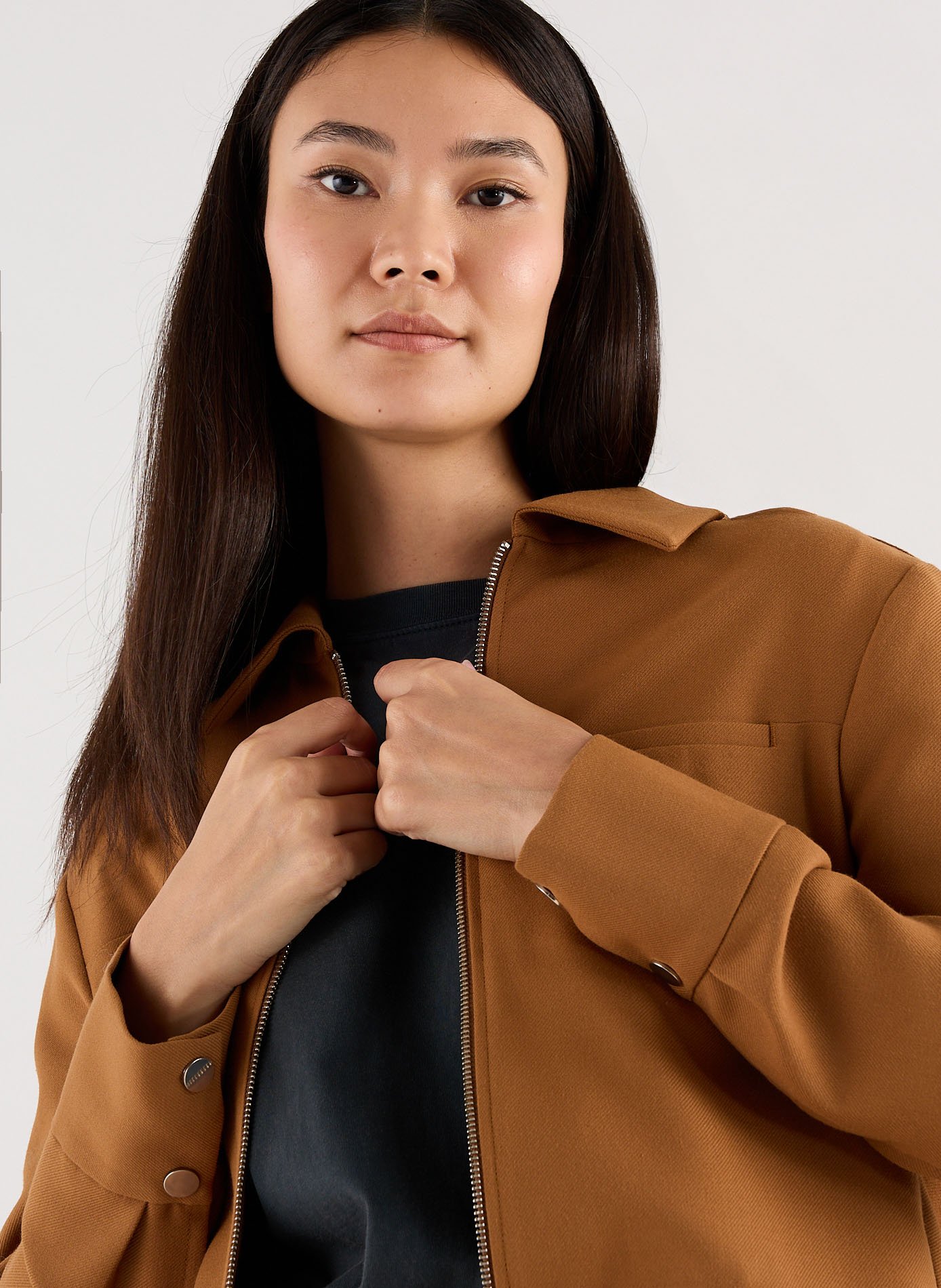 Short jacket with classic collar SAISON 1865 Brown
