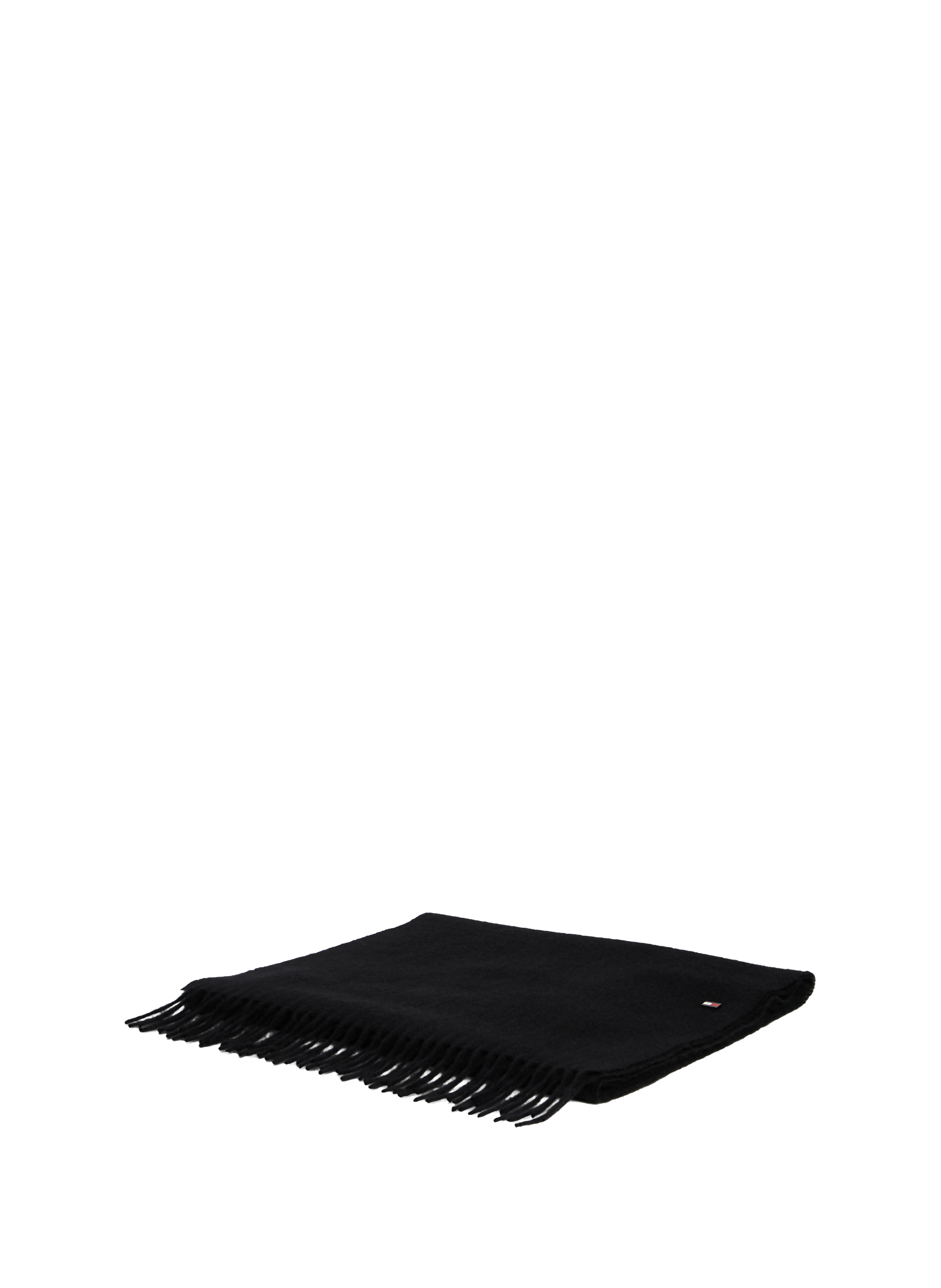 Hilfiger Flag cashmere scarf with fringes TOMMY HILFIGER Black