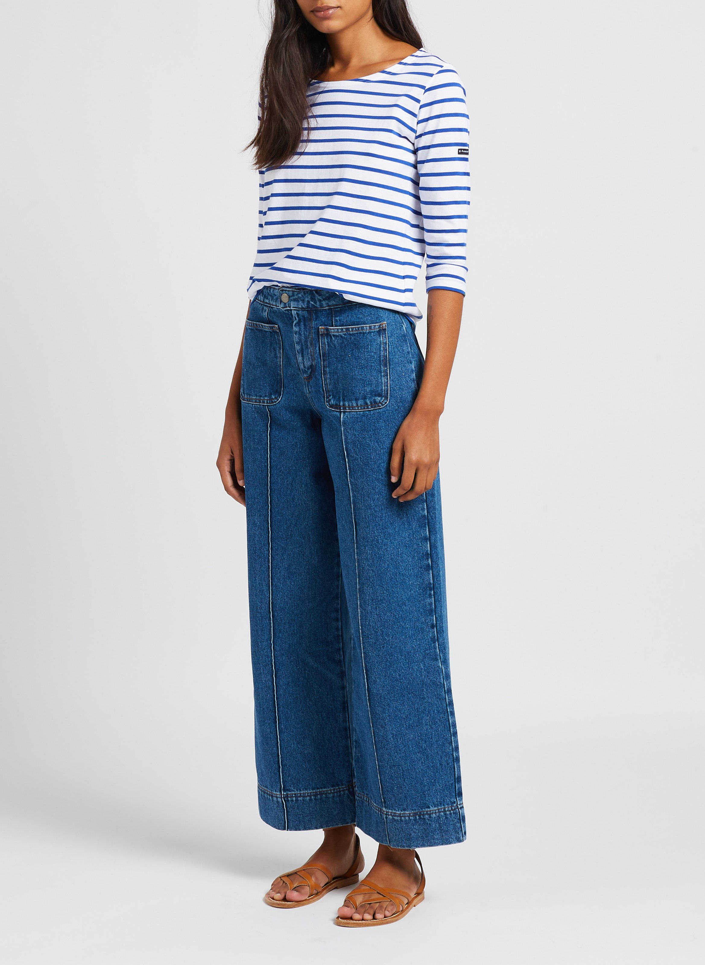 Jean évasé et délavé en coton harry SOEUR Bleu