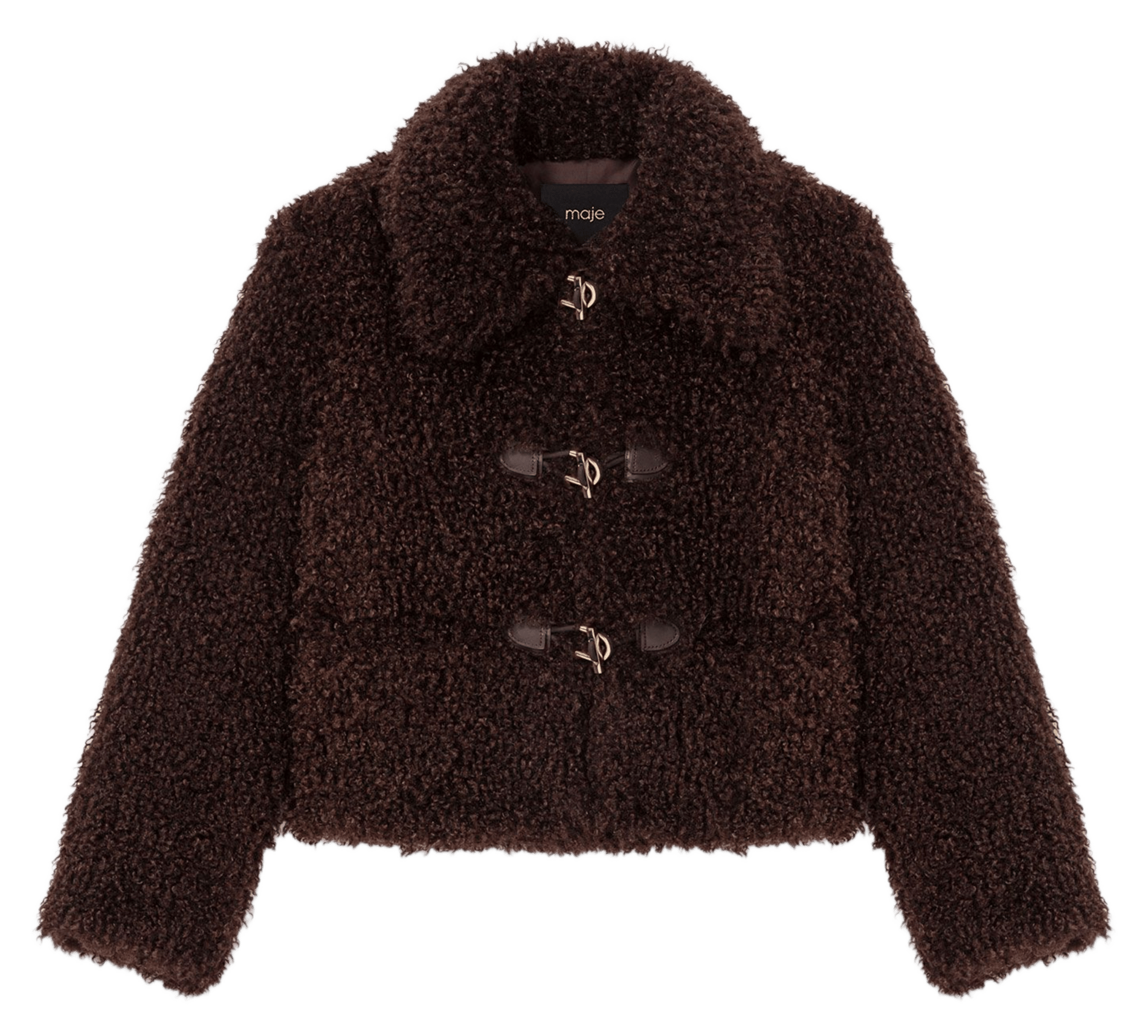Veste col classique en fausse fourrure MAJE Marron