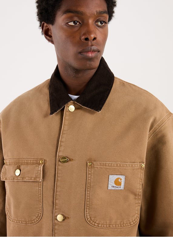 Veste ample à col contrasté en denim de coton | Beige by CARHARTT WIP Veste ample à col contrasté en denim de coton Beige