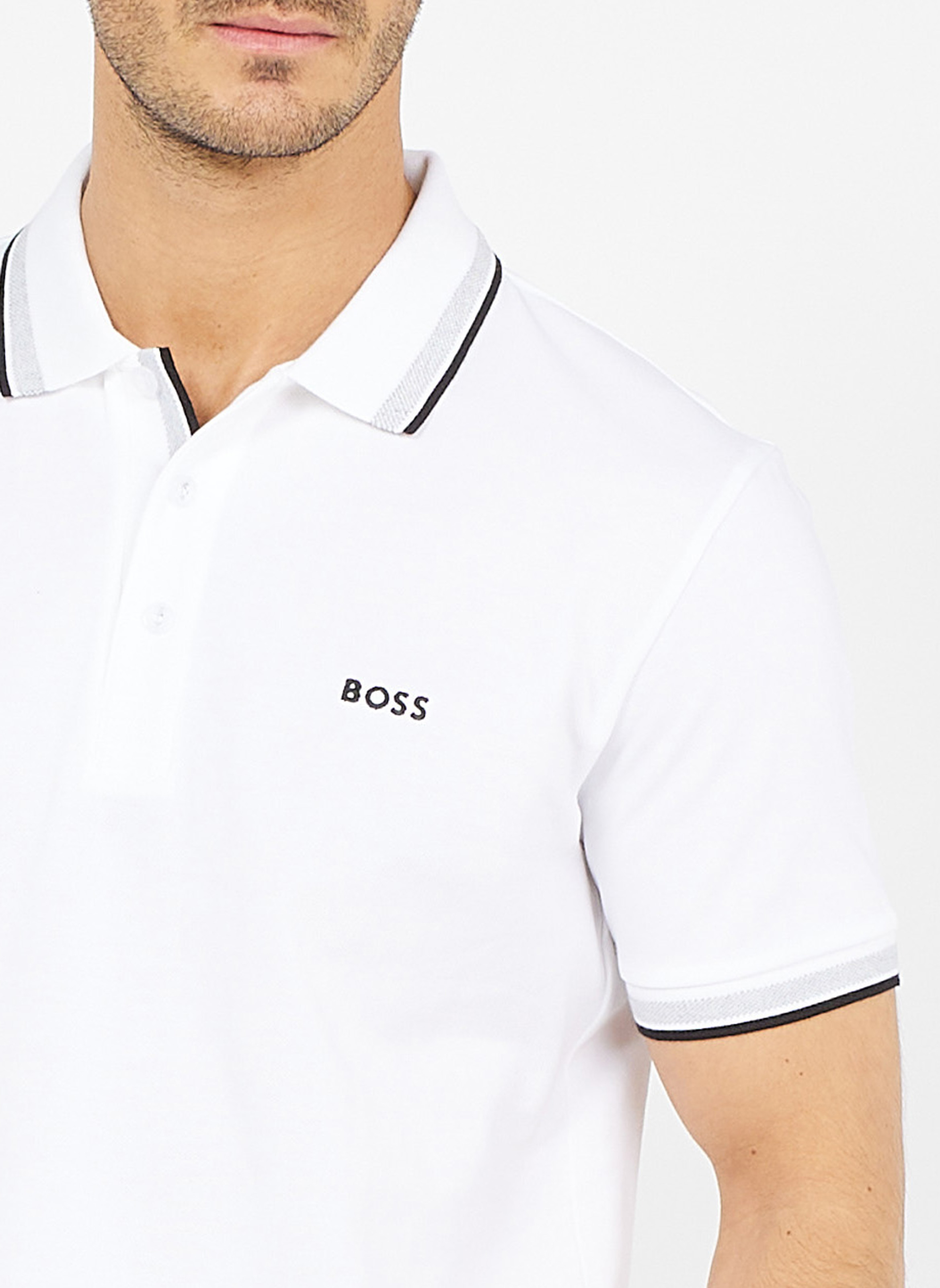 Polo regular fit en coton BOSS Blanc