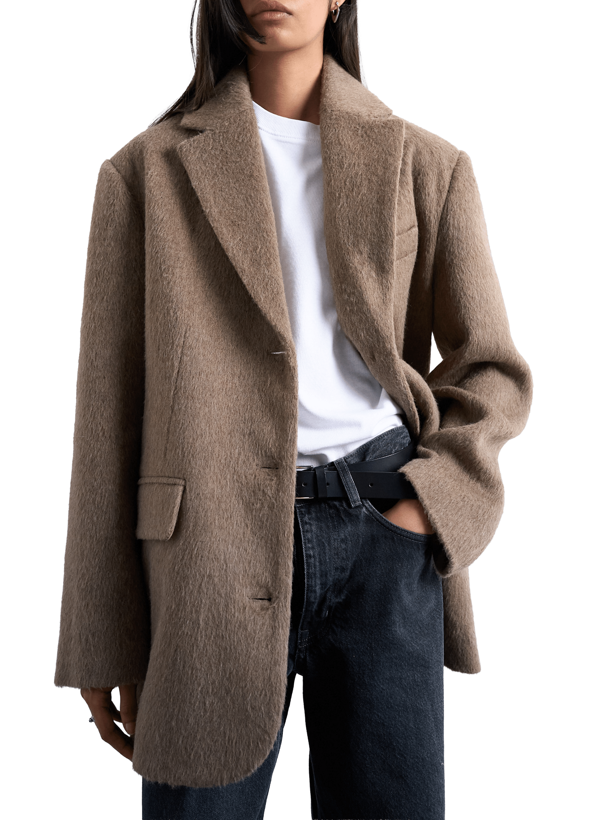 TOPSHOP Veste droite col tailleur Marron