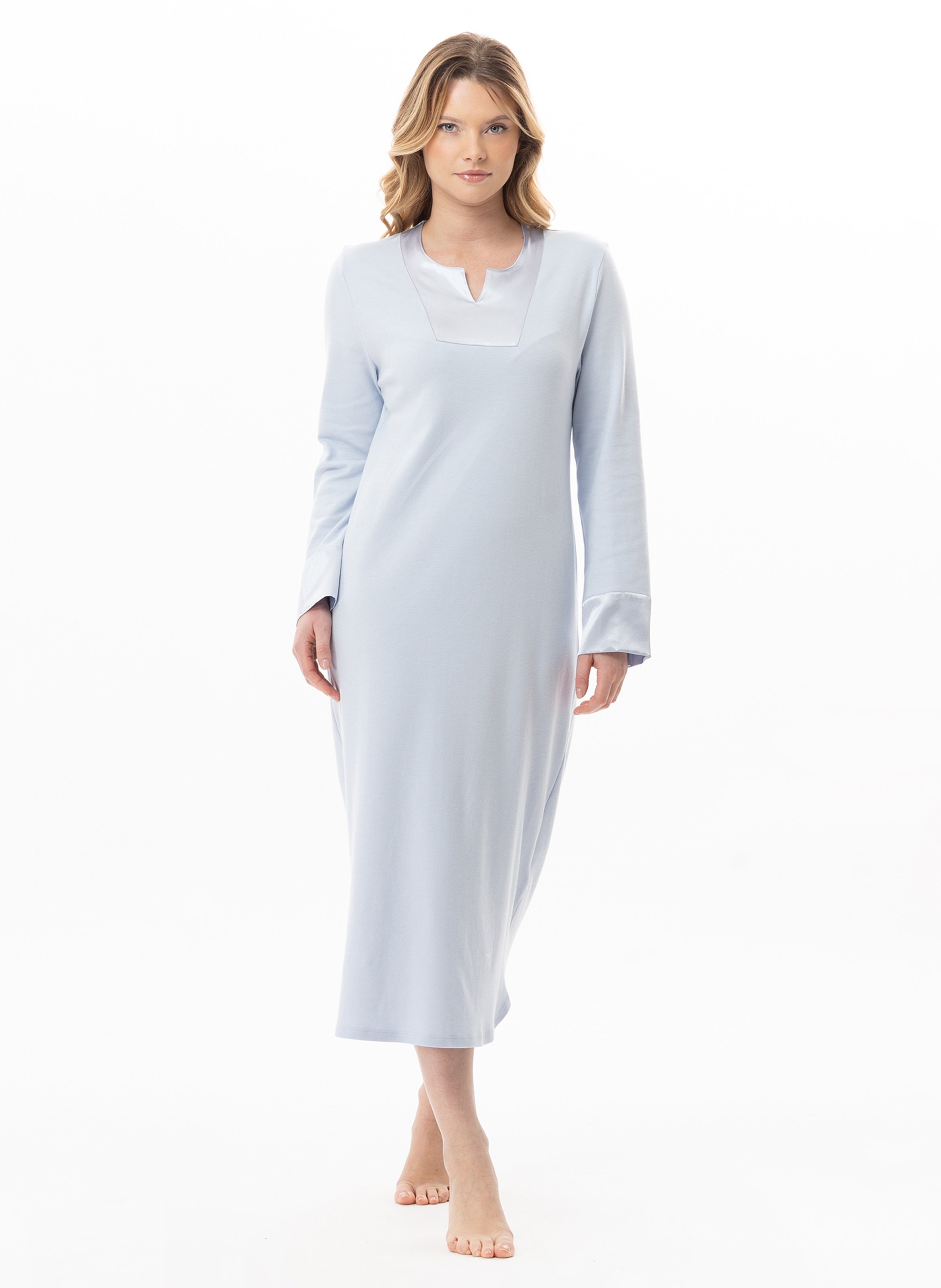Chemise de nuit longue en coton andy 111 LE CHAT Bleu