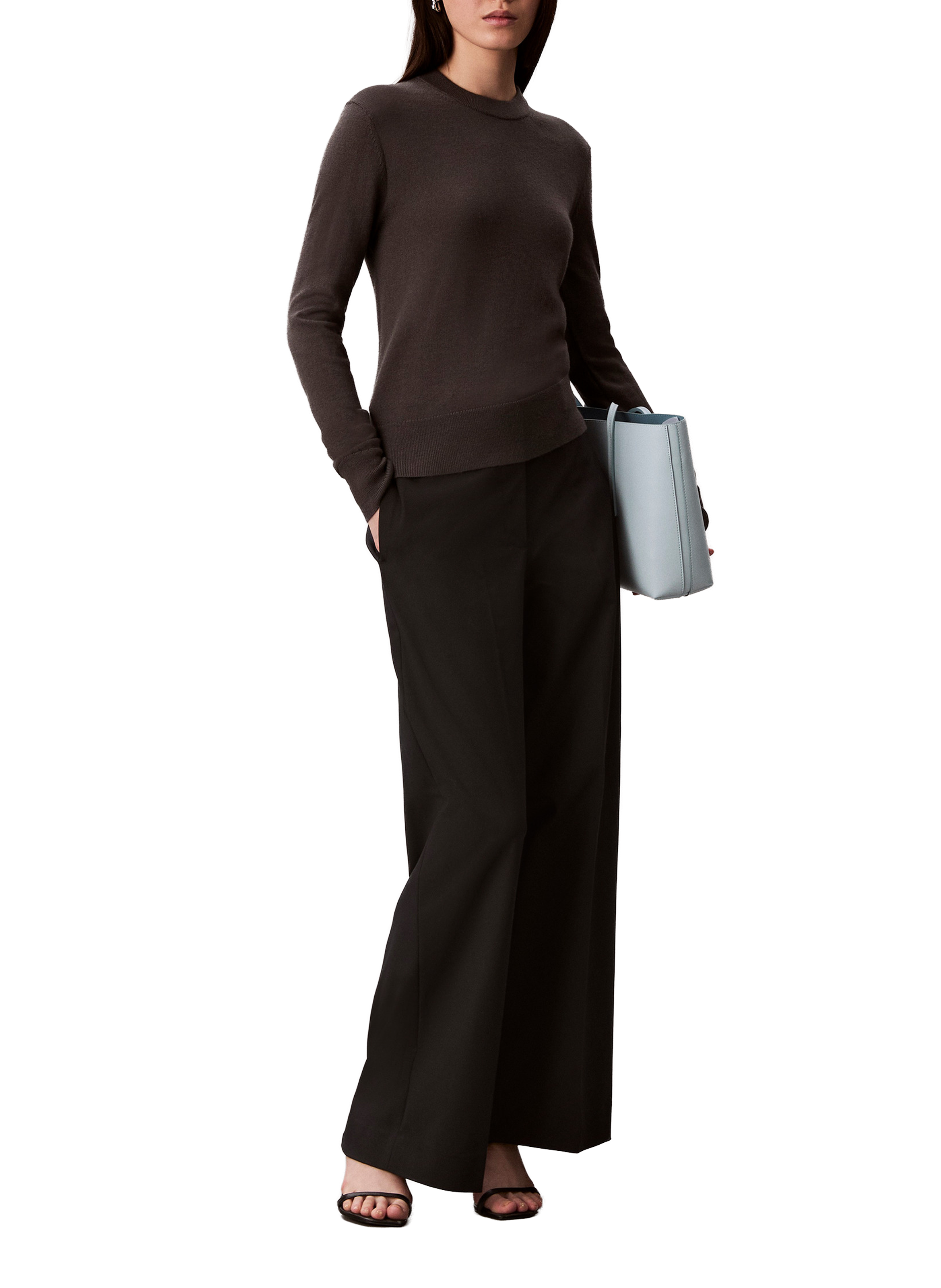 Pull en laine mélangée CALVIN KLEIN Gris