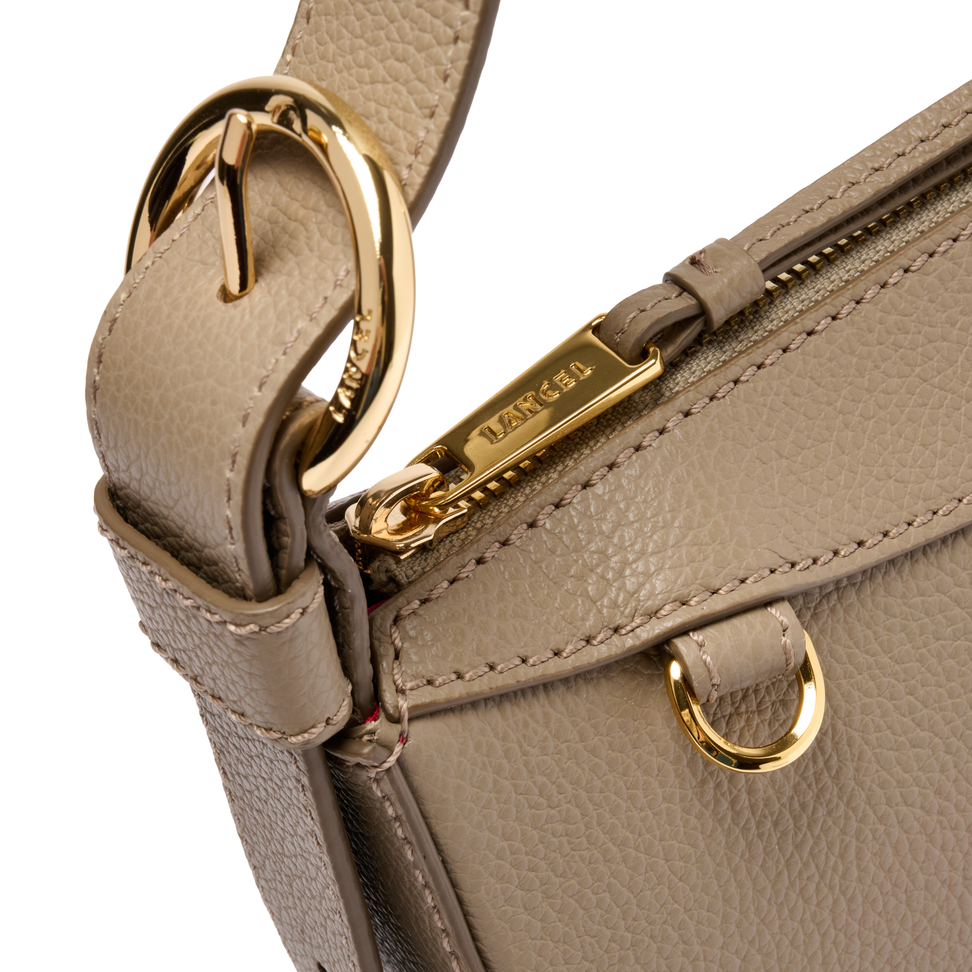 Sac porté croisé demi lune faubourg de lancel en cuir LANCEL Beige