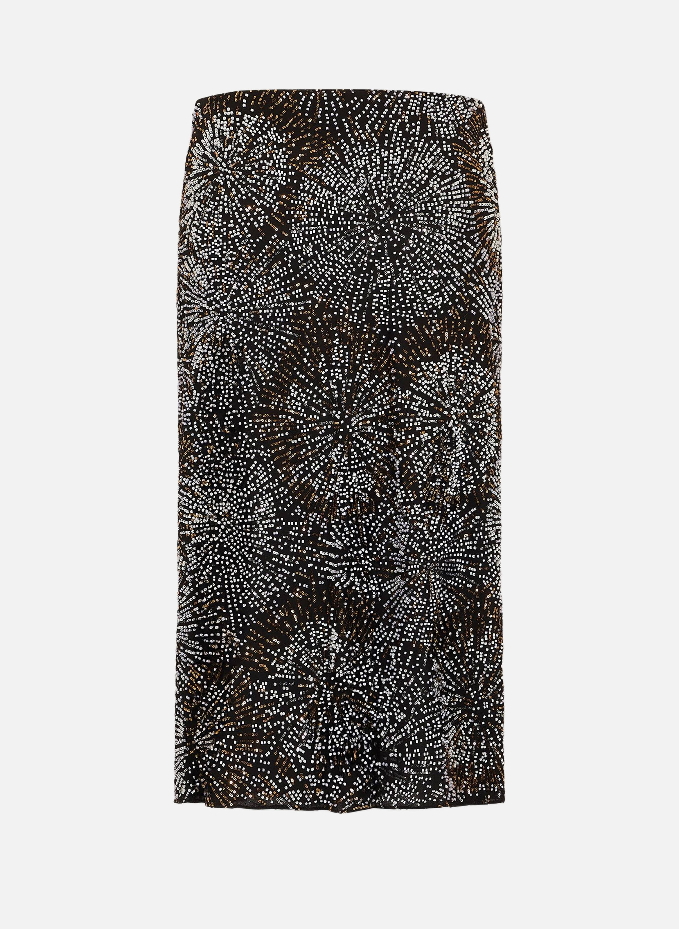 Jupe en crêpe avec broderies de perles RABANNE Noir