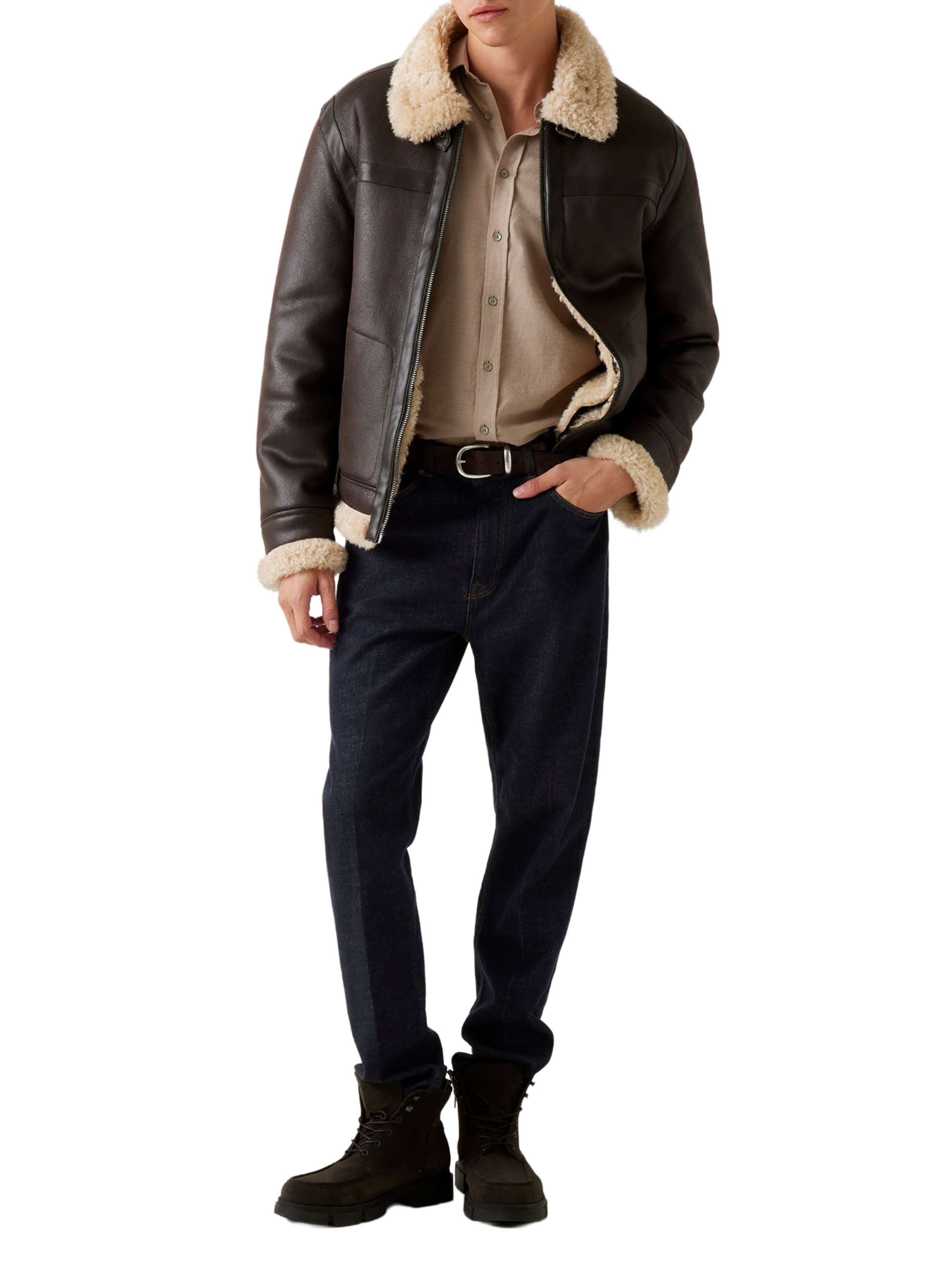 Jacket with textured edges GUESS Brown