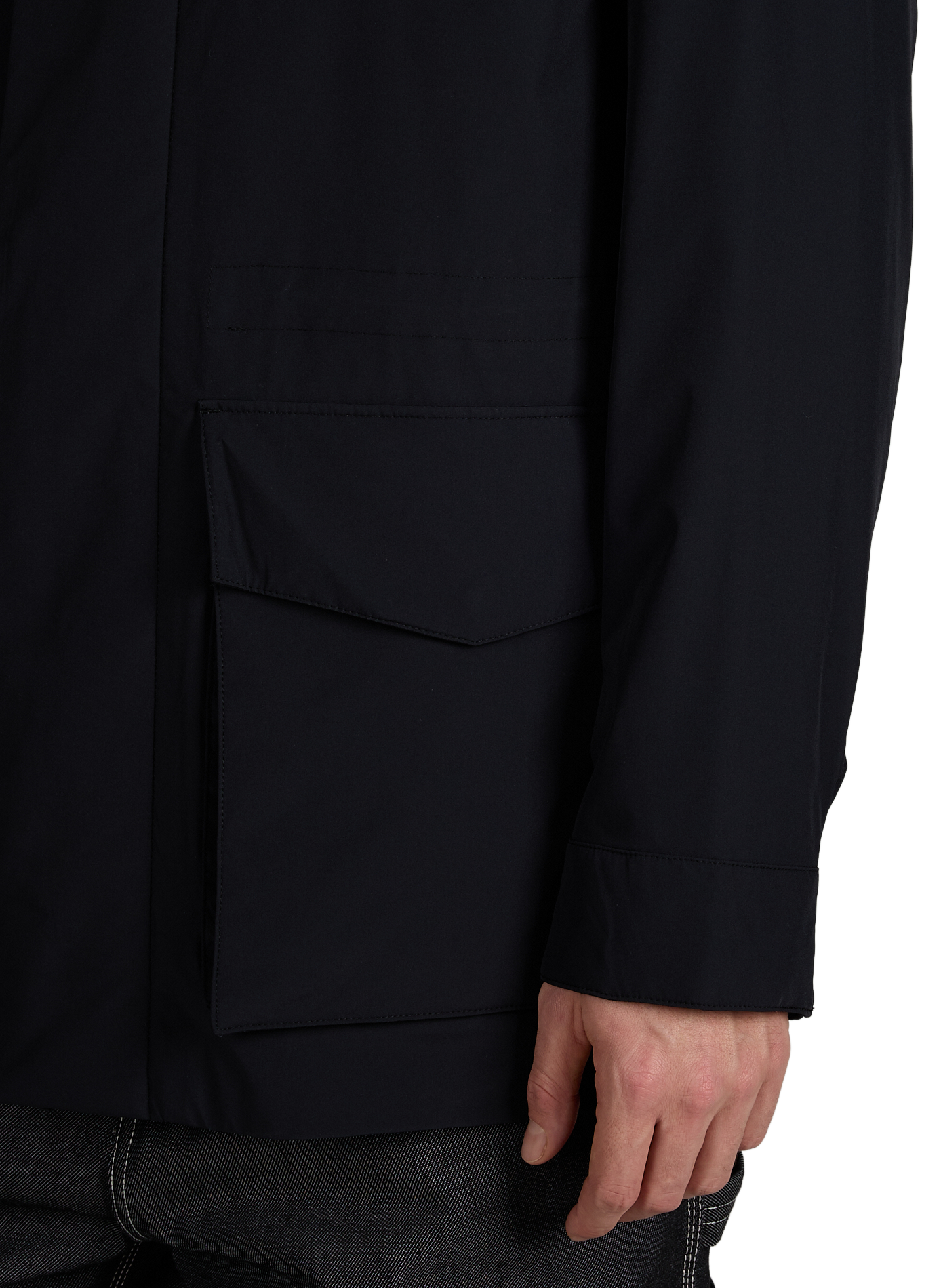 Hooded solid color jacket with retractable hood. GANT Black