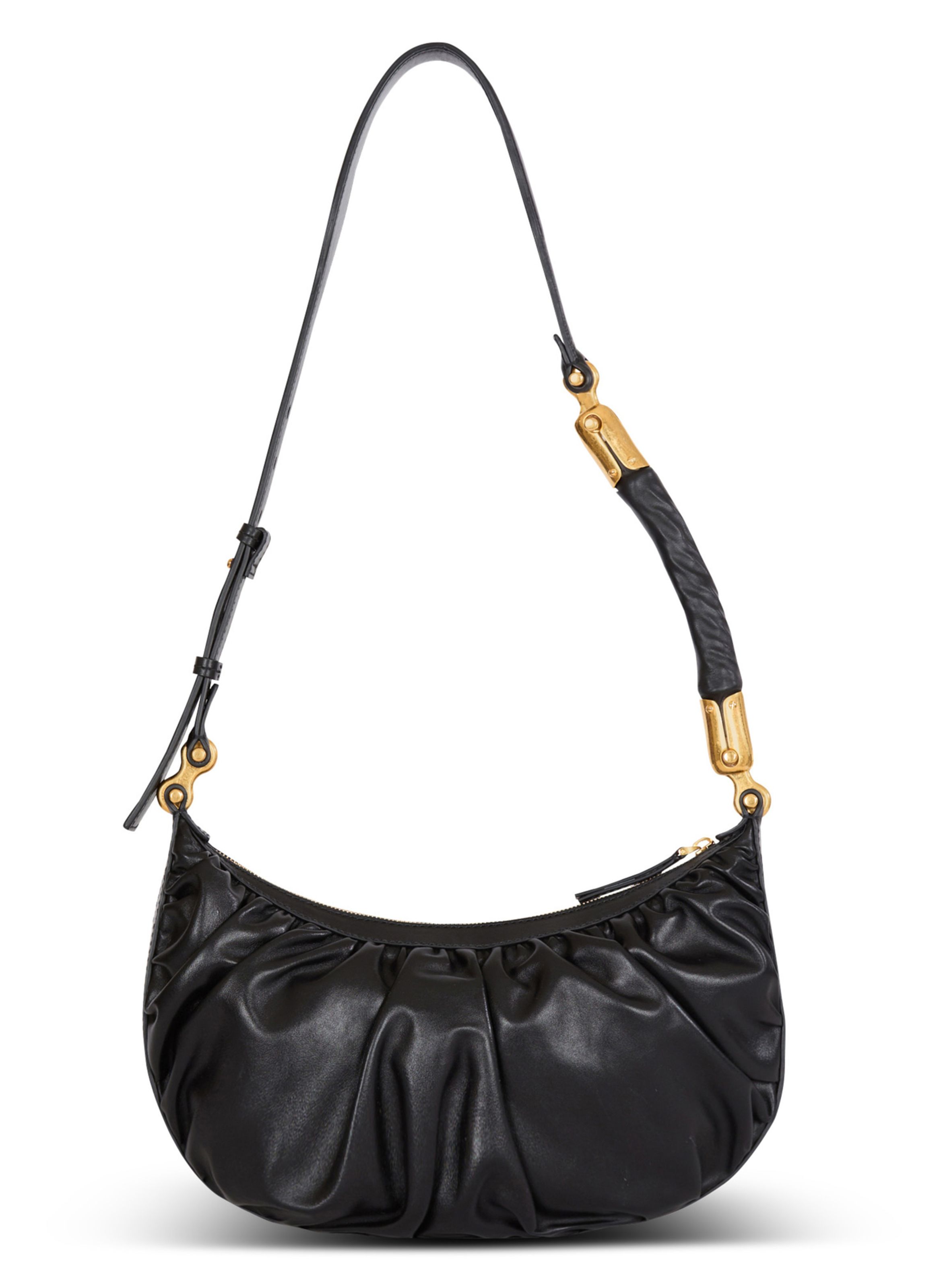 Sac ebene hobo en cuir de veau BALMAIN Noir