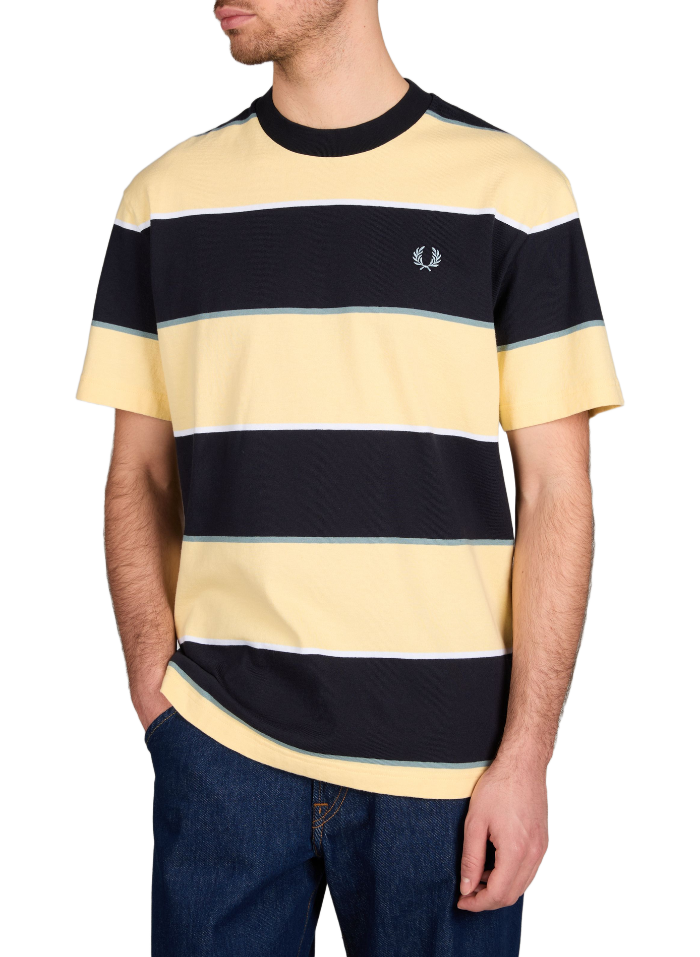 Striped cotton T-shirt FRED PERRY Yellow
