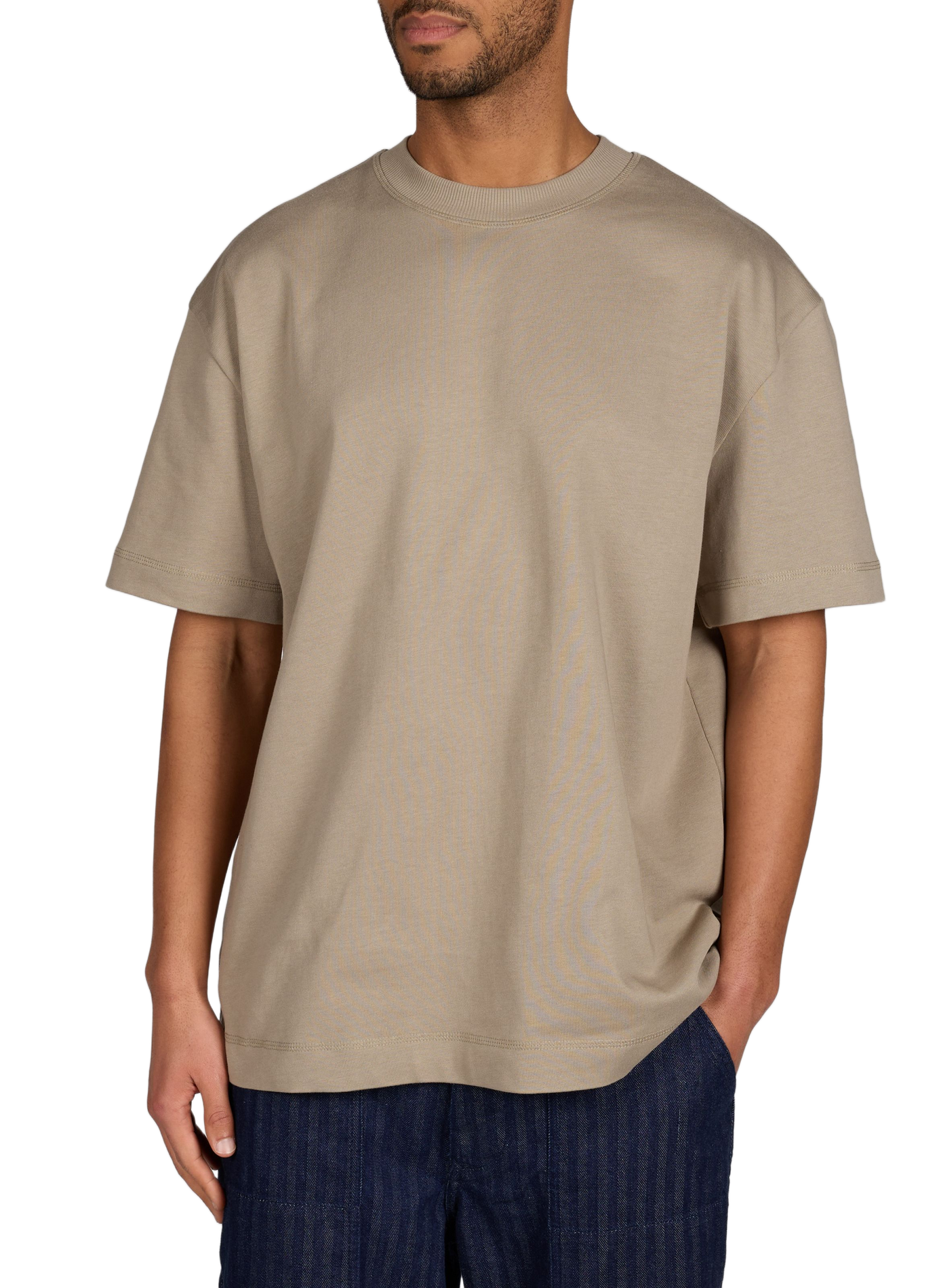 Round neck cotton T-shirt LES DEUX Beige