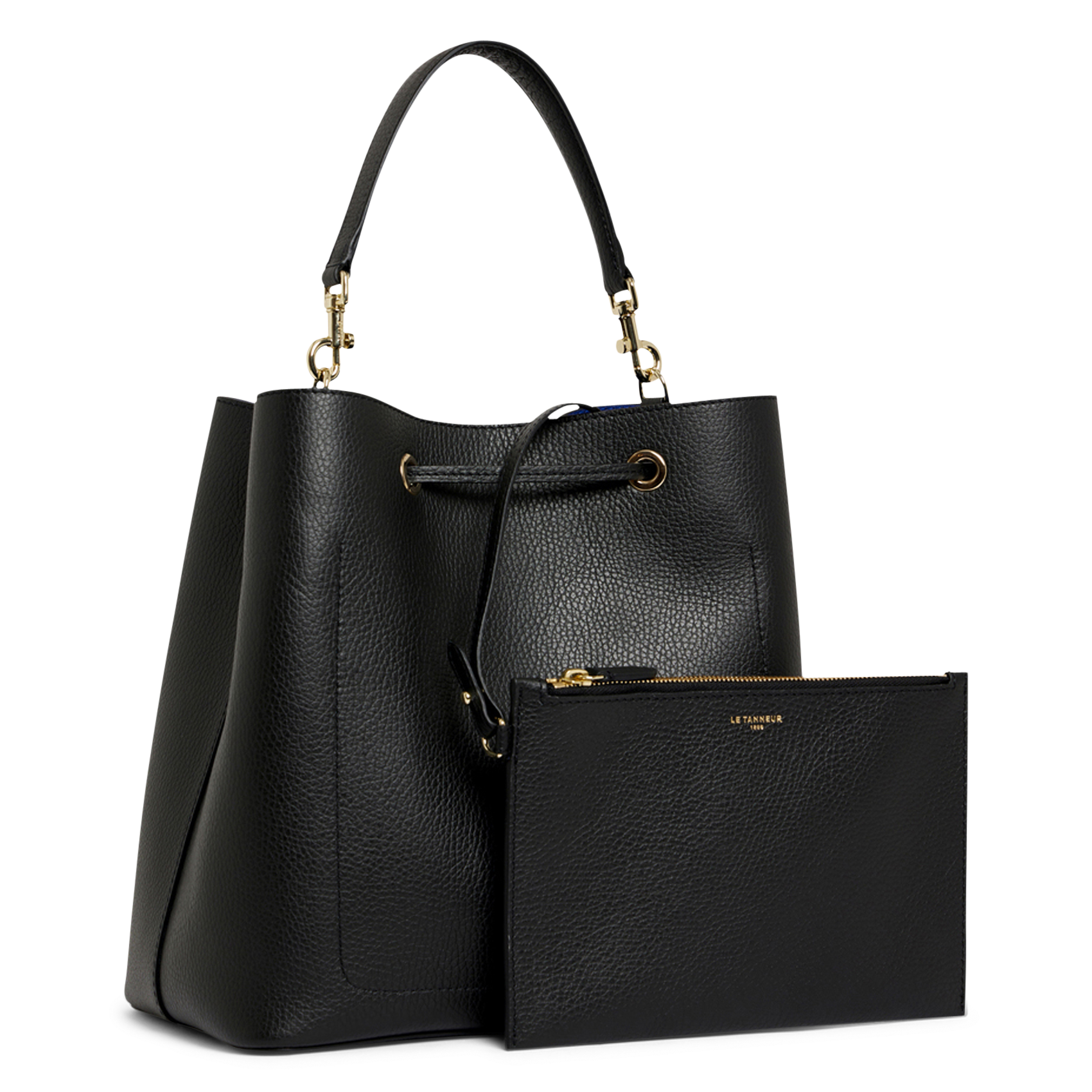 Grand sac seau louise en cuir grainé LE TANNEUR Noir