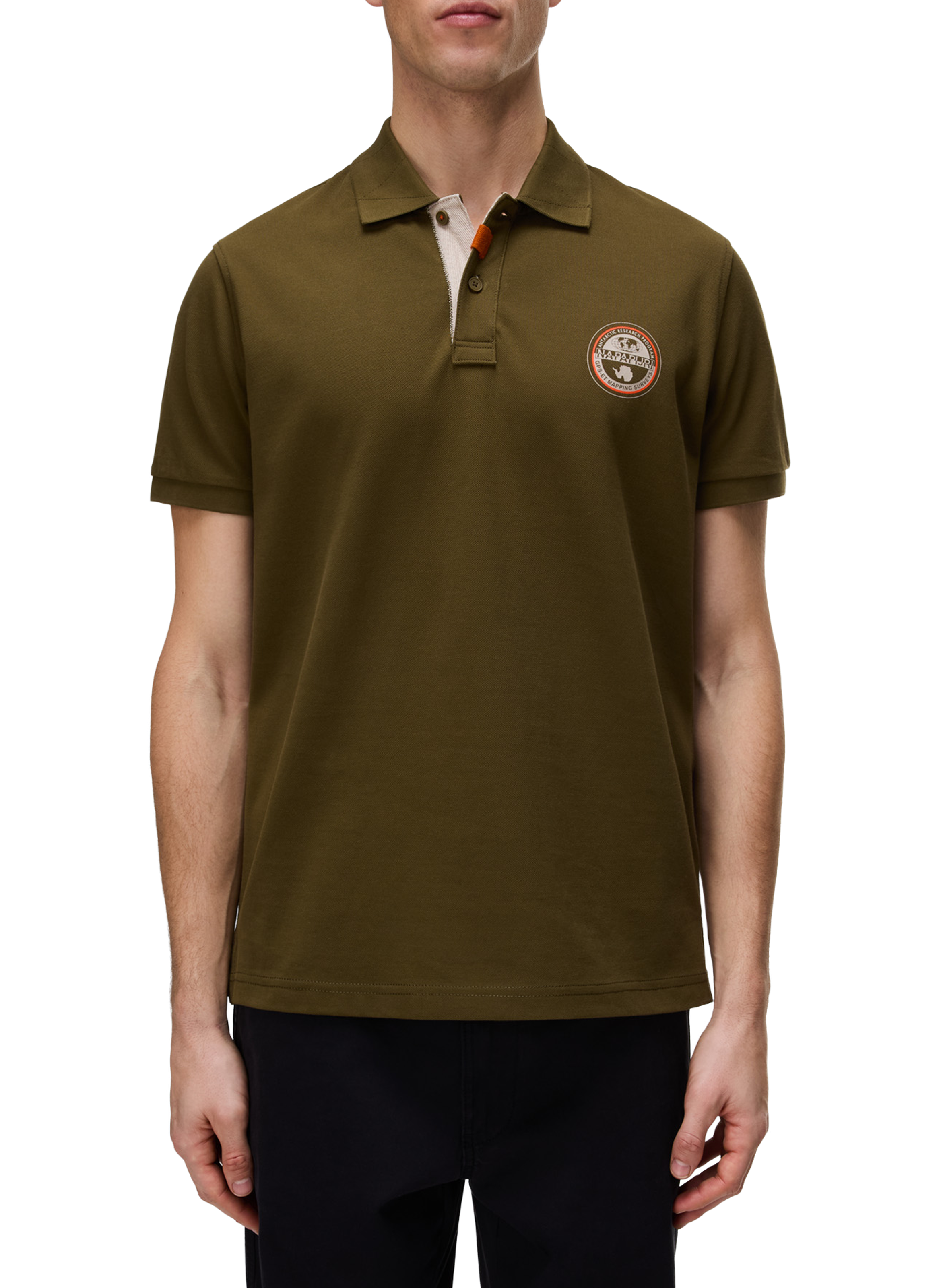 Polo droit à logo Clanis en coton NAPAPIJRI Kaki