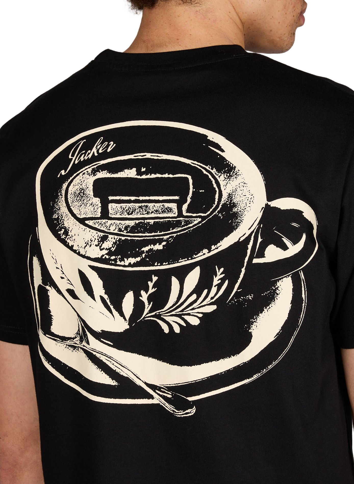 Straight printed cotton T-shirt JACKER. Black