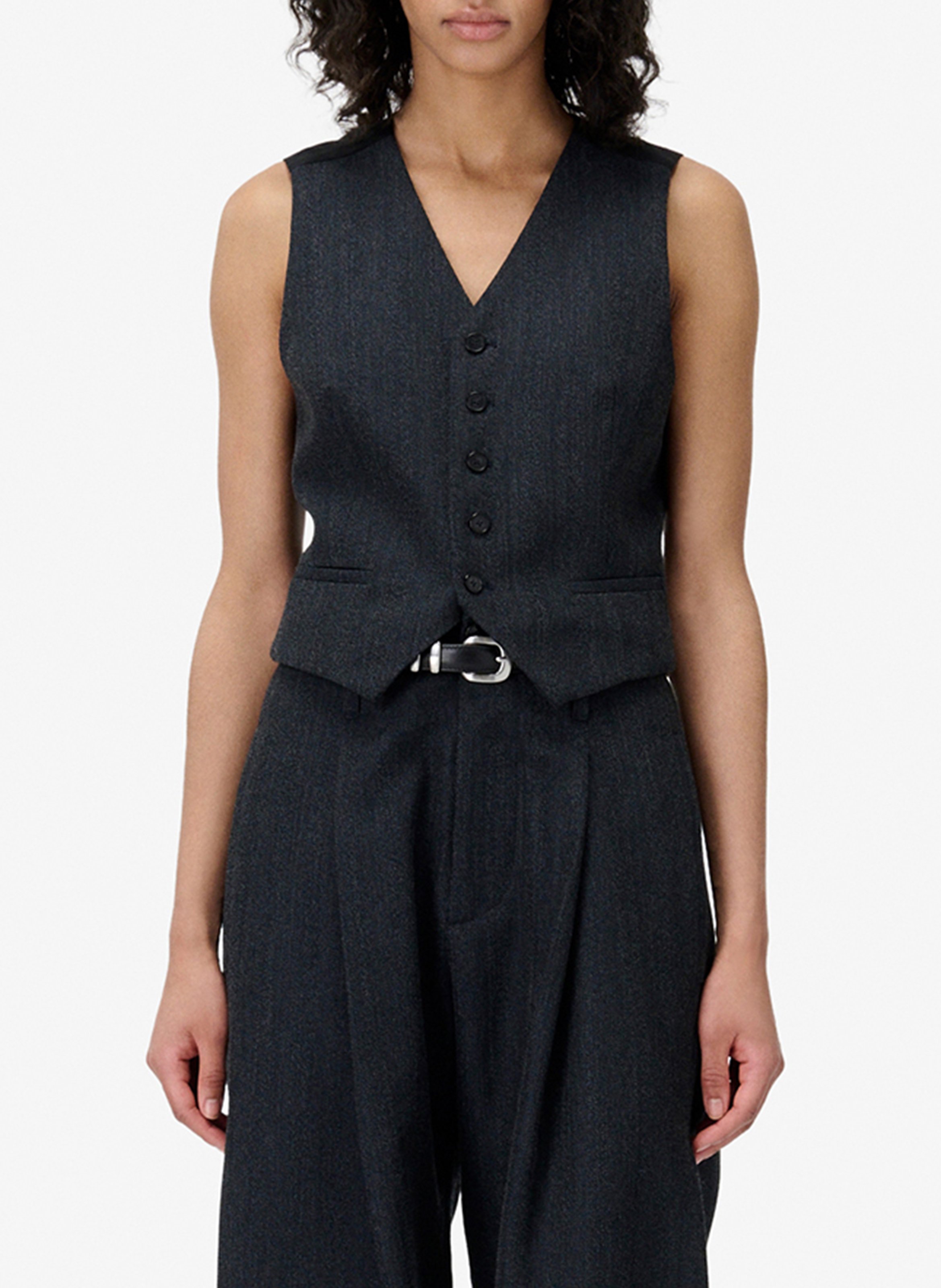 Veston tailleur sans manches en laine mélangée benyo IRO Bleu