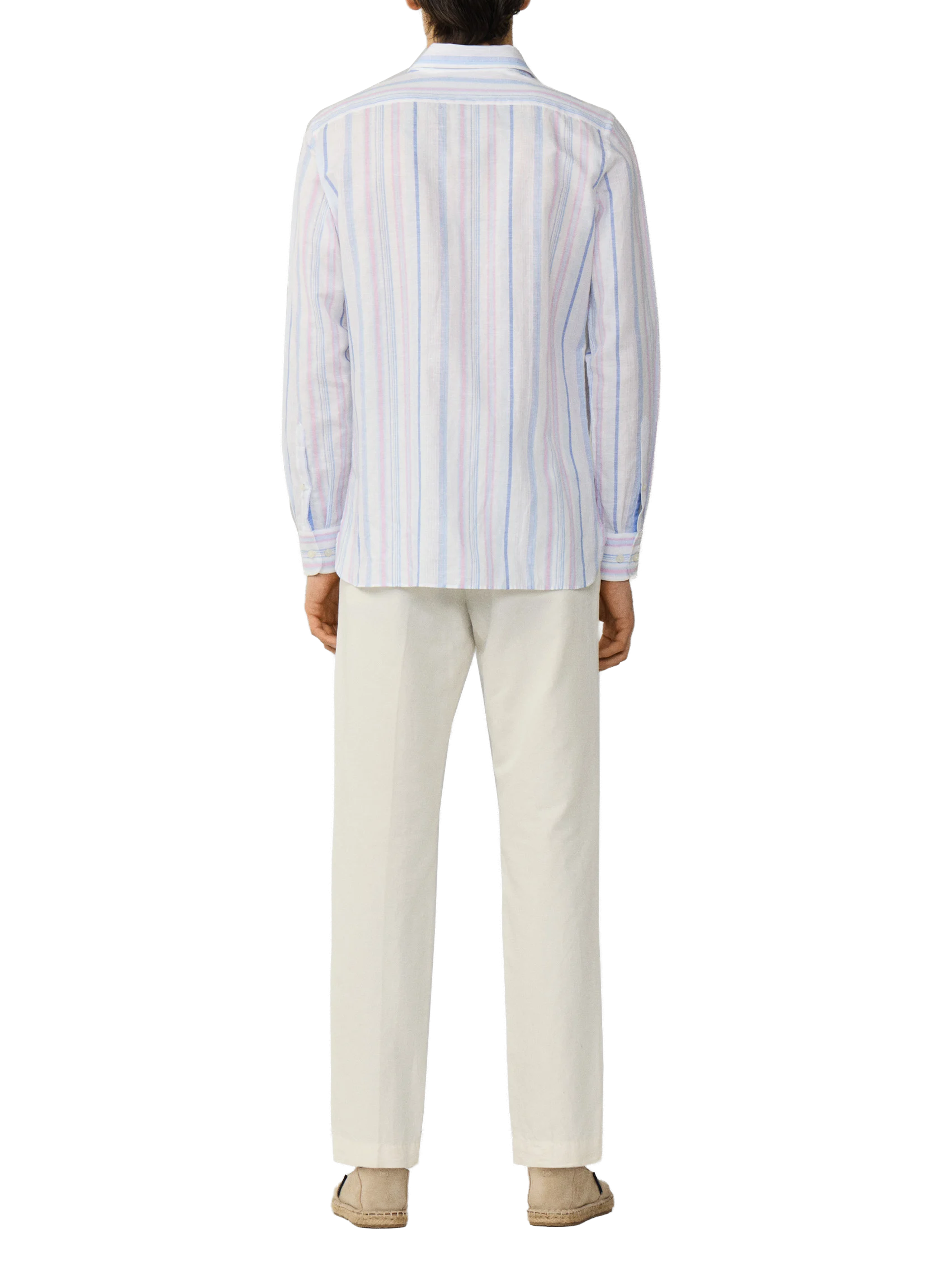 Striped linen and cotton shirt HACKETT Blue