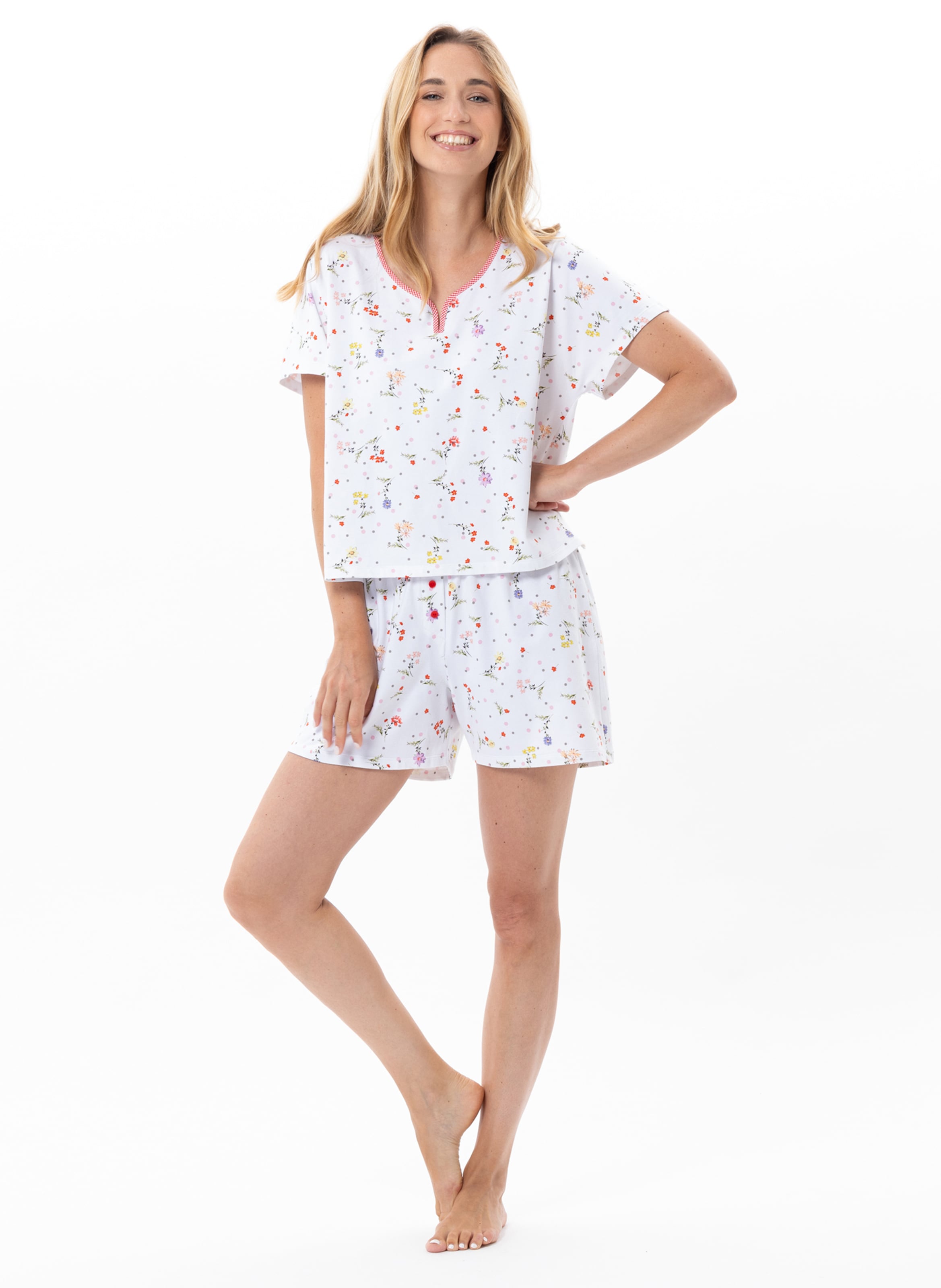 Pyjama short en coton daisy 200 LE CHAT Multicolore