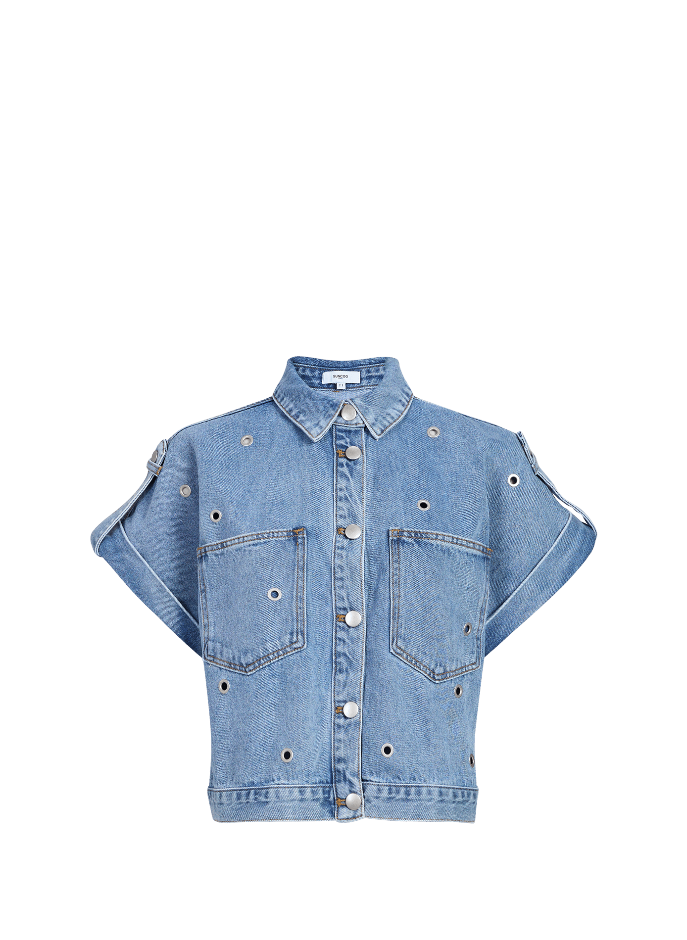 Short-sleeved cropped cotton shirt Lord SUNCOO Blue