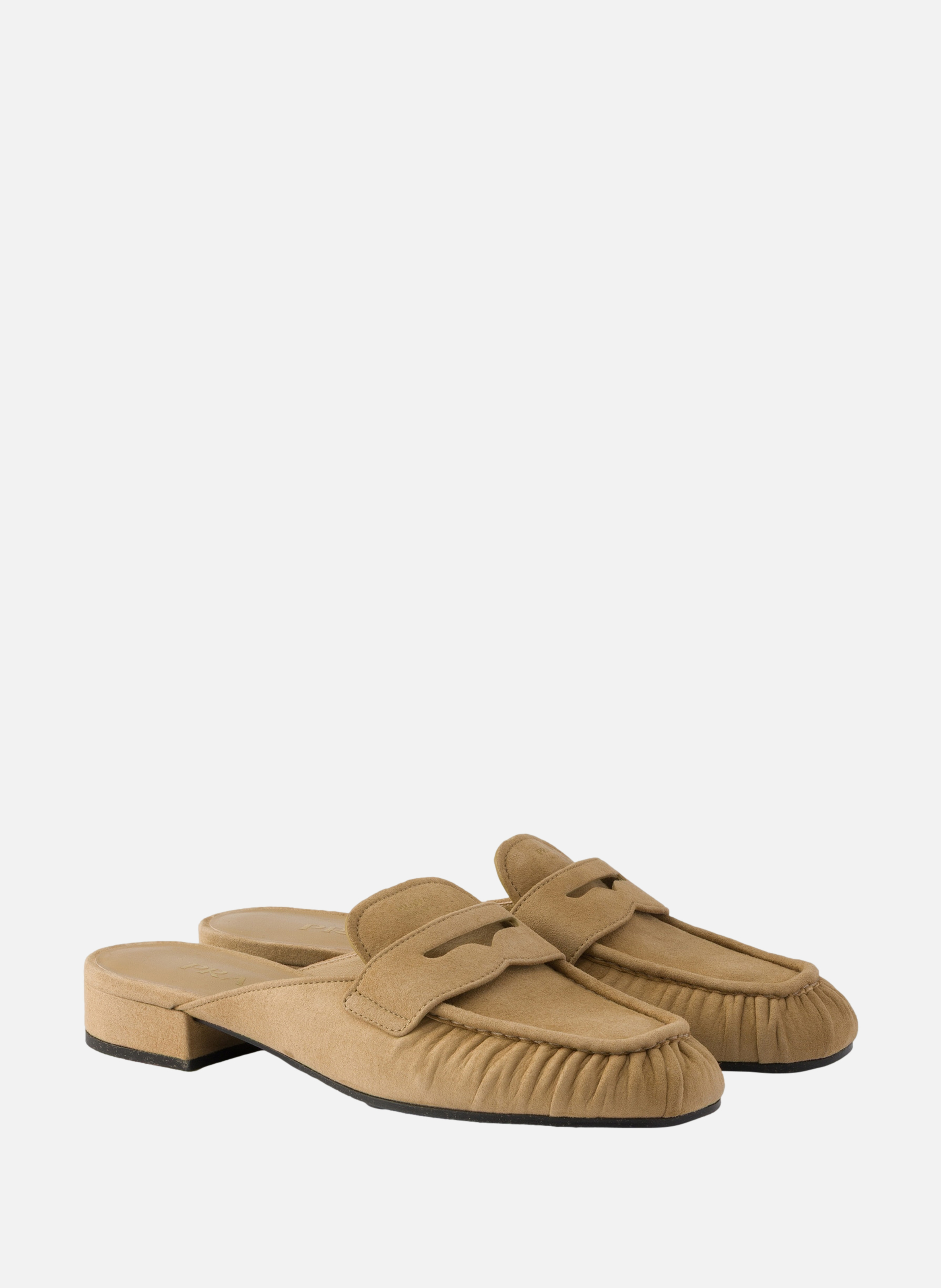 Mules en veau velours PRADA Beige