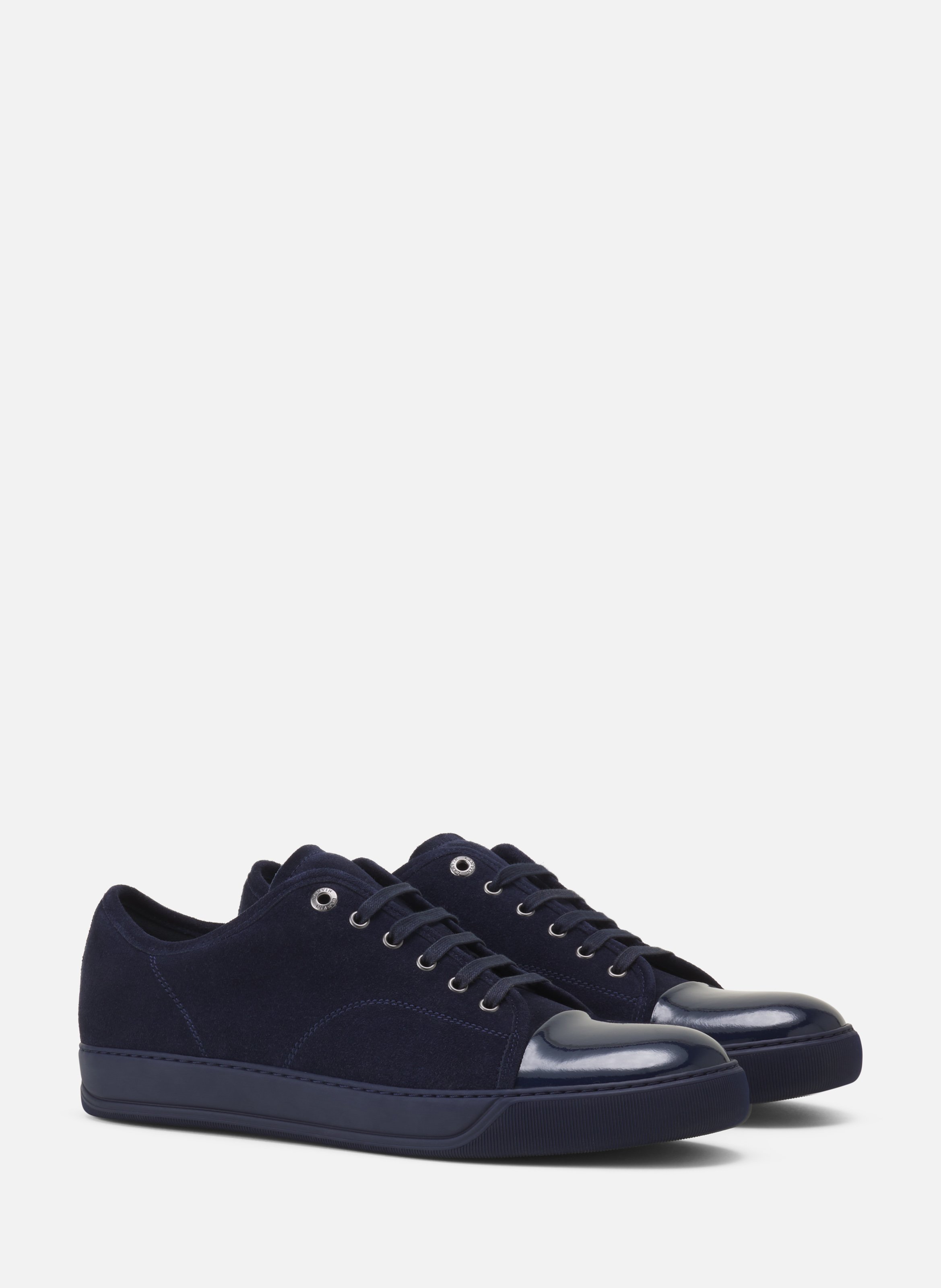 Sneakers dbb1 en suede et cuir vernis LANVIN Bleu