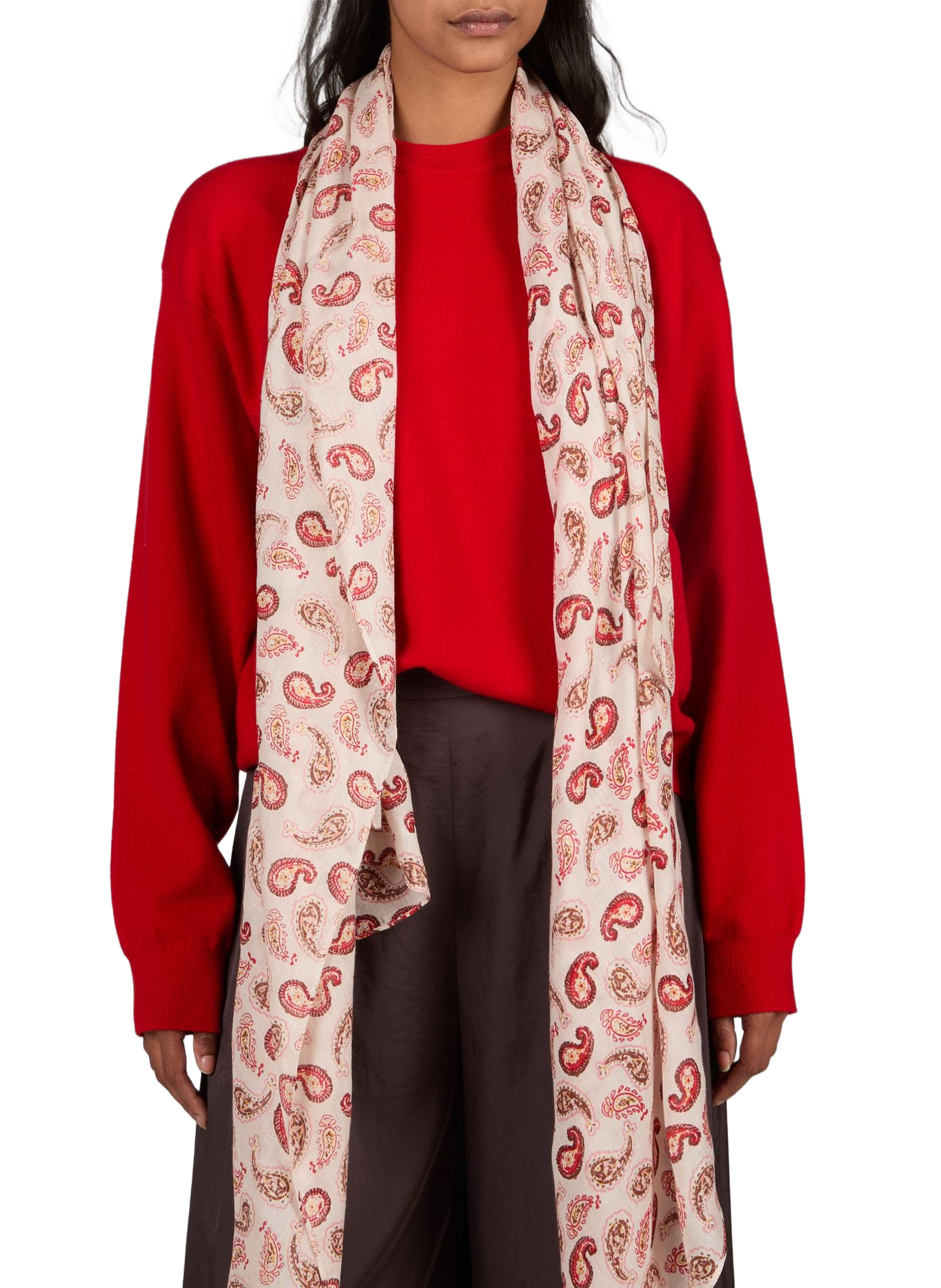Printed cashmere stole in voile fabric AU PRINTEMPS PARIS Red
