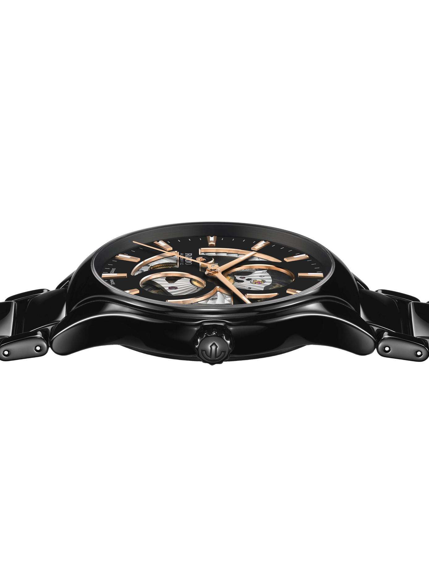 Montre automatique True Round Open Heart en céramique RADO Noir