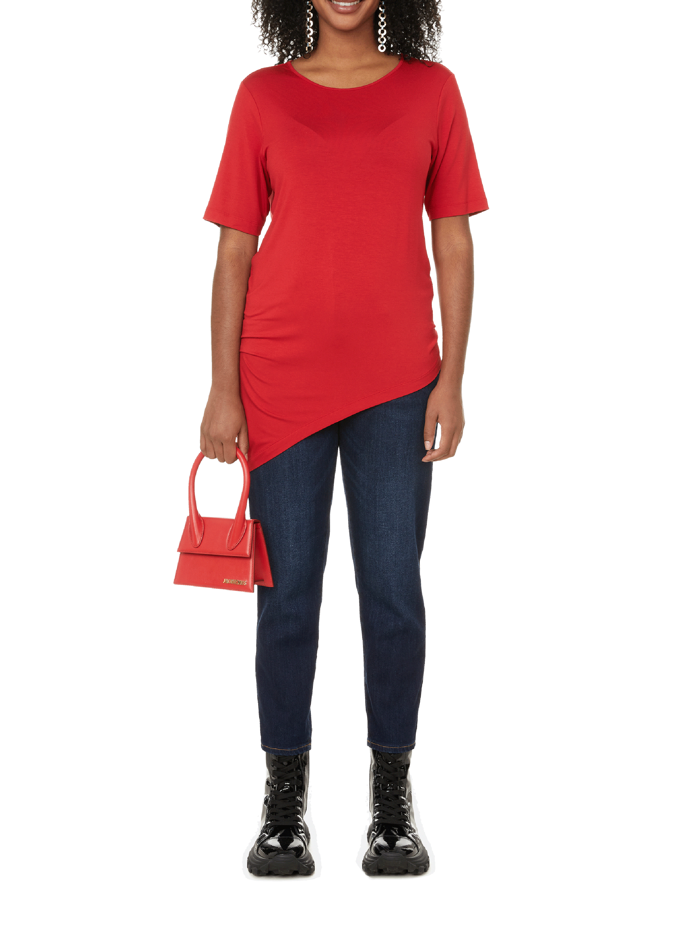 Genevette asymmetric round-neck stretch viscose T-shirt UNIVERSAL STANDARD Red