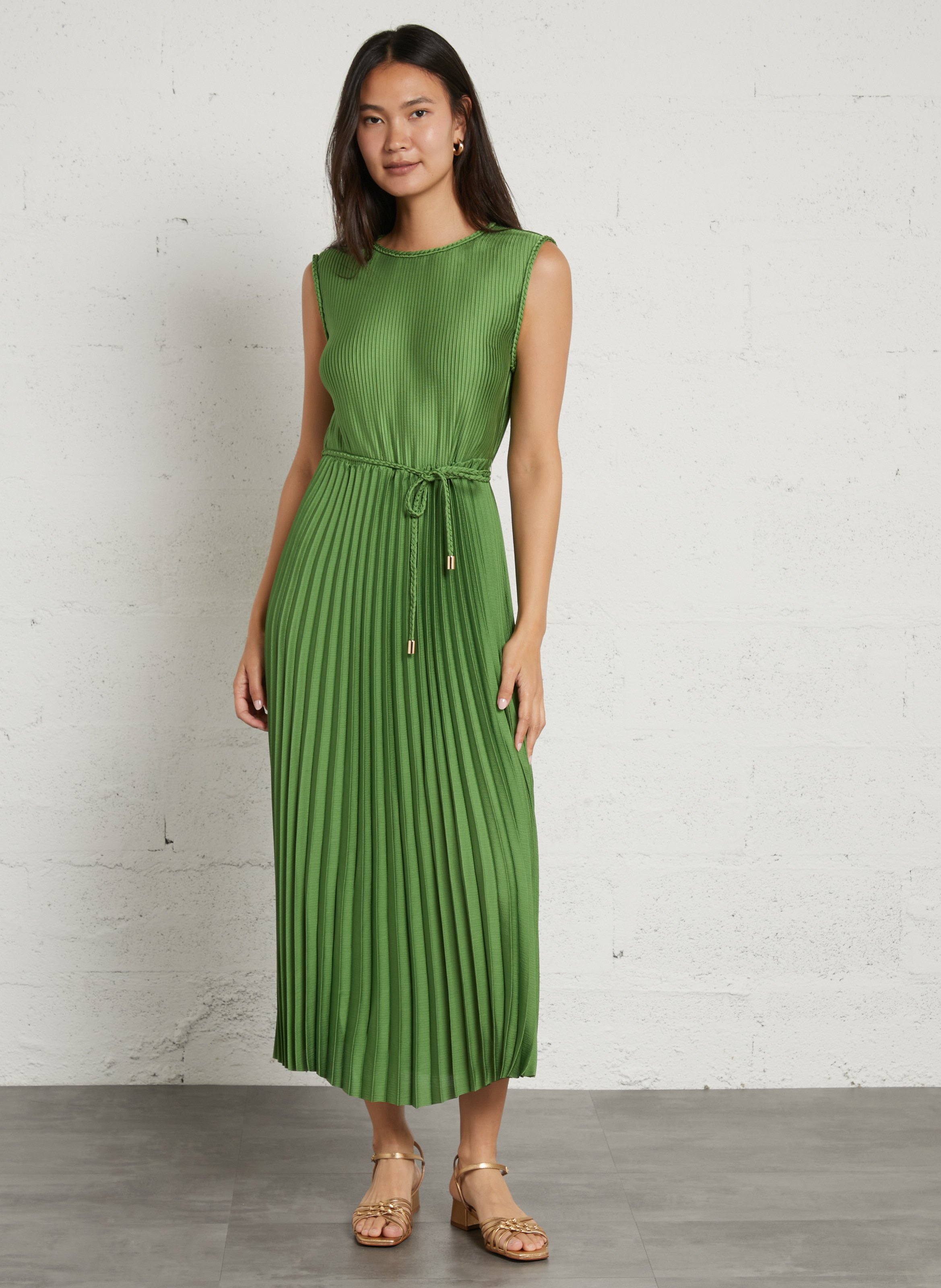 Robe droite longue plissée bell MAISON 123 Vert