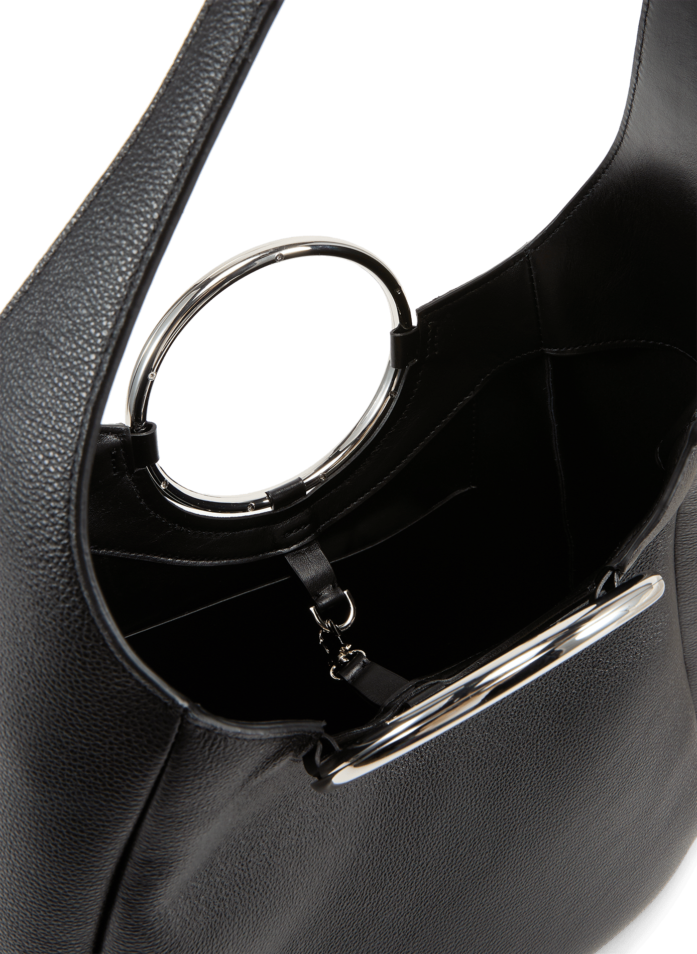 Handbag with metallic logo detail in grained leather COPERNI Black