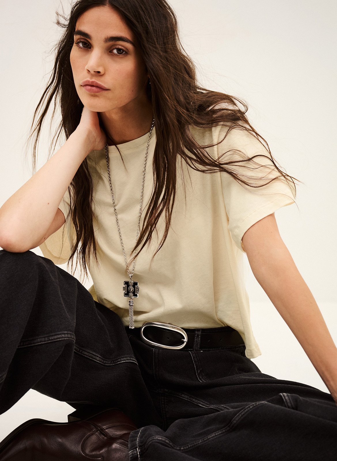 T-shirt met zeefdruk op de achterkant BA&SH Beige