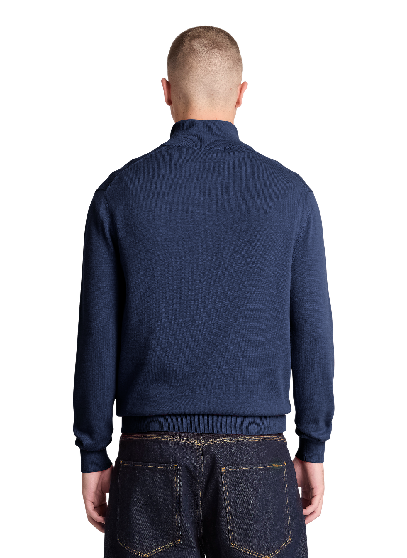Straight cut high-neck cotton sweater | Blue TIMBERLAND Men