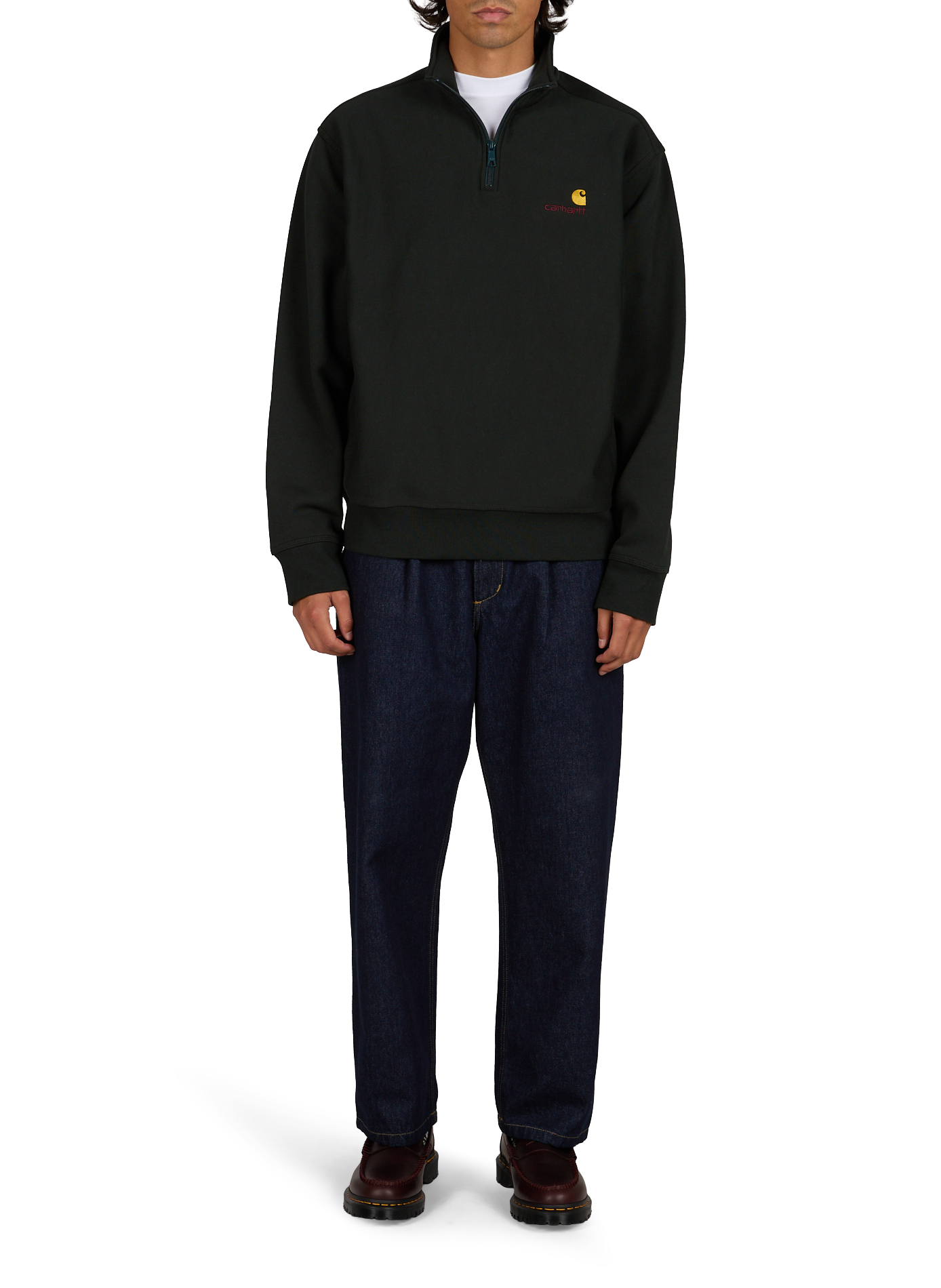 Sweatshirt mit Reißverschluss am Kragen aus Baumwollmischung CARHARTT WIP Grun