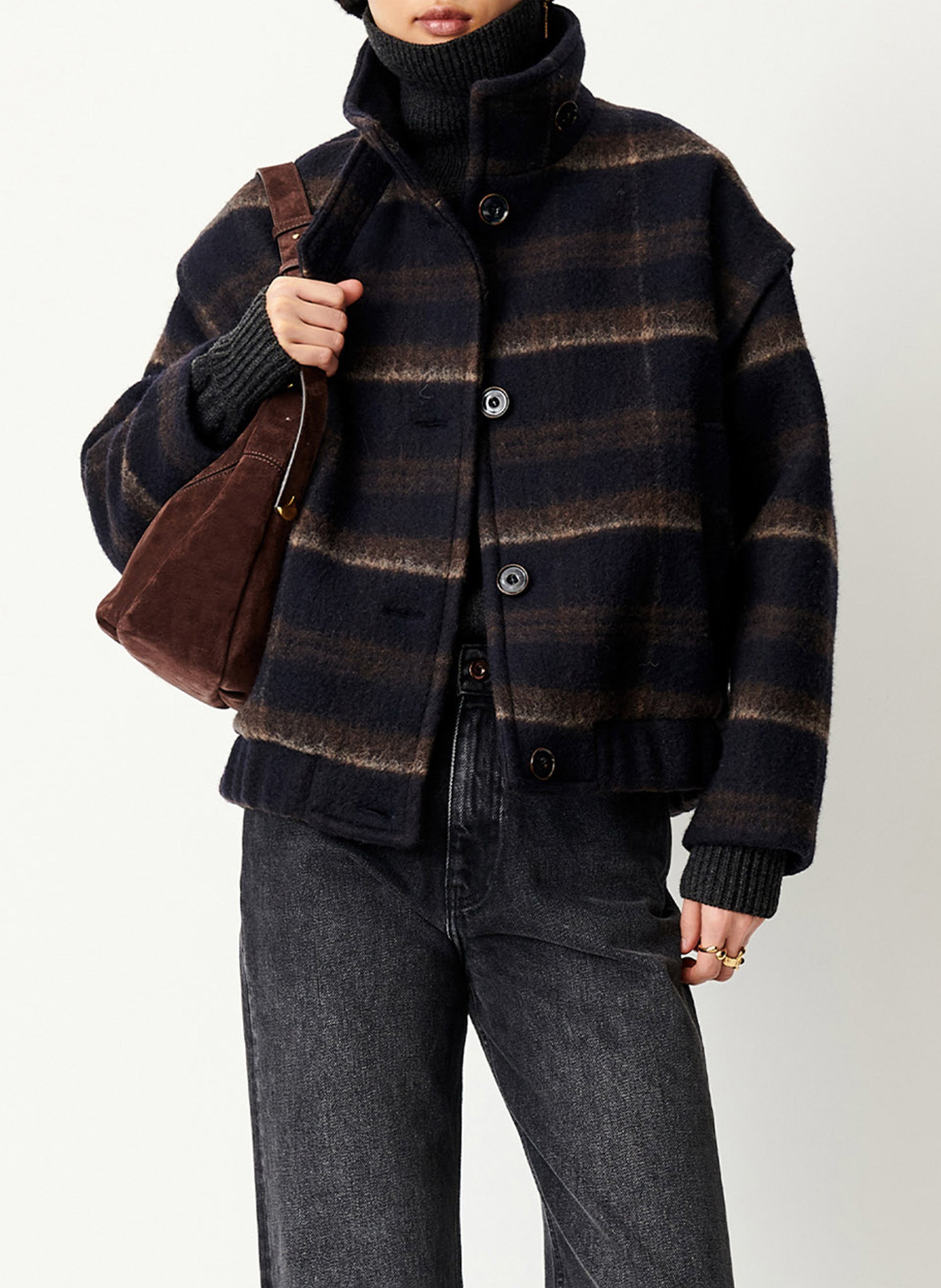Manteau droit en laine mélangée paolino SESSUN Bleu
