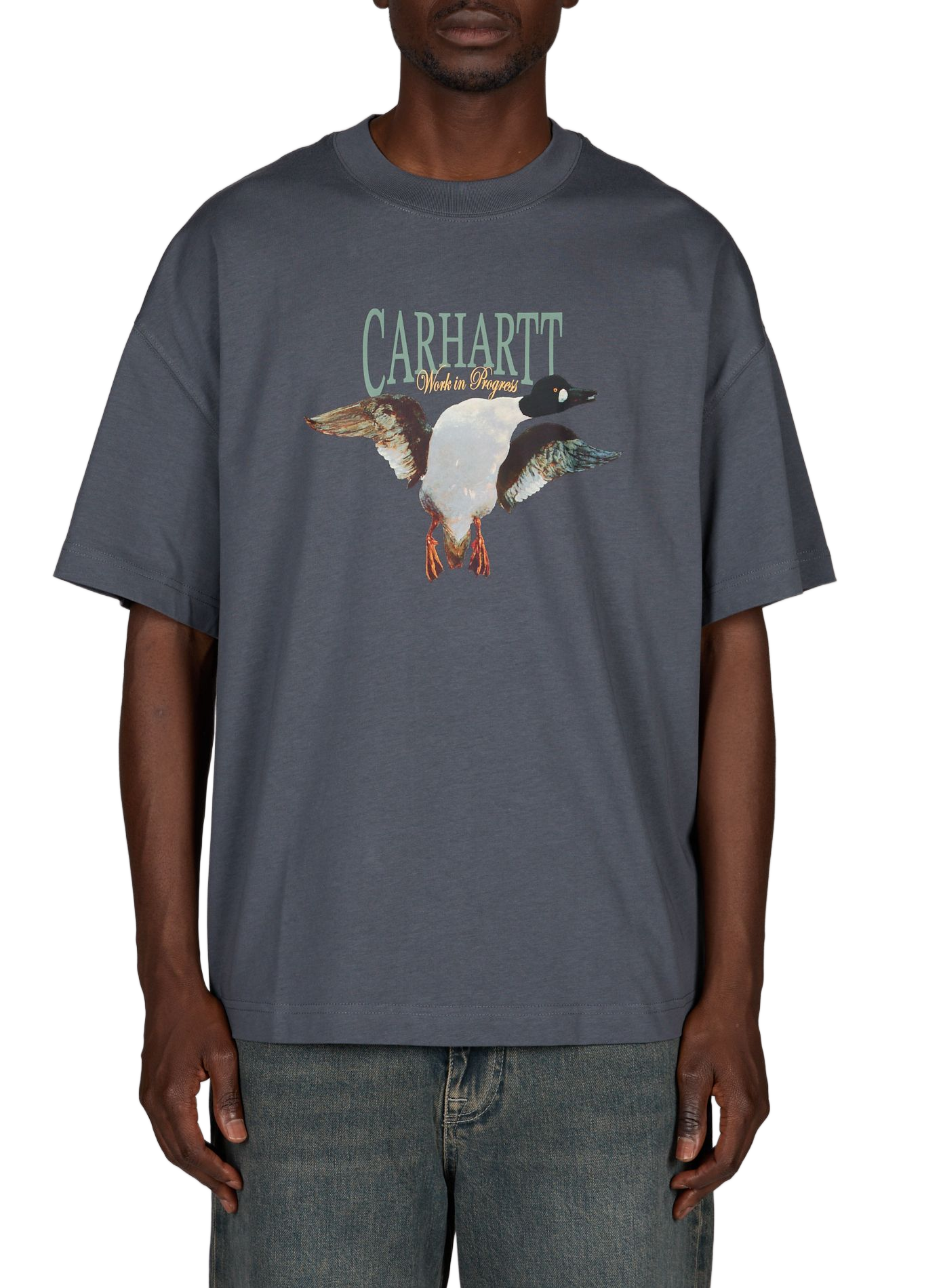 T-Shirt mit bedruckter Pennon aus Baumwolle CARHARTT WIP Blau