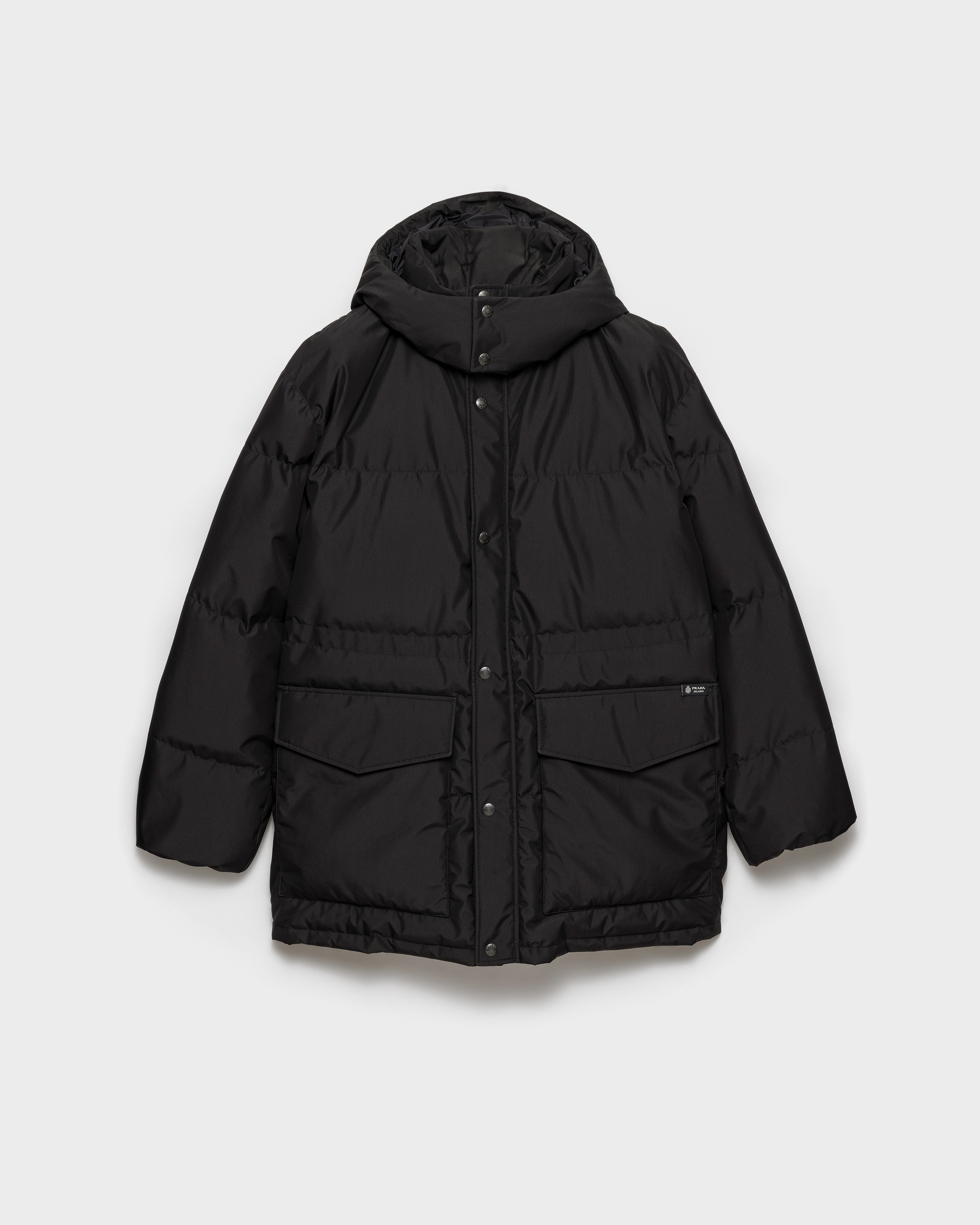 Veste en tissu technique de poids moyen avec duvet PRADA Noir