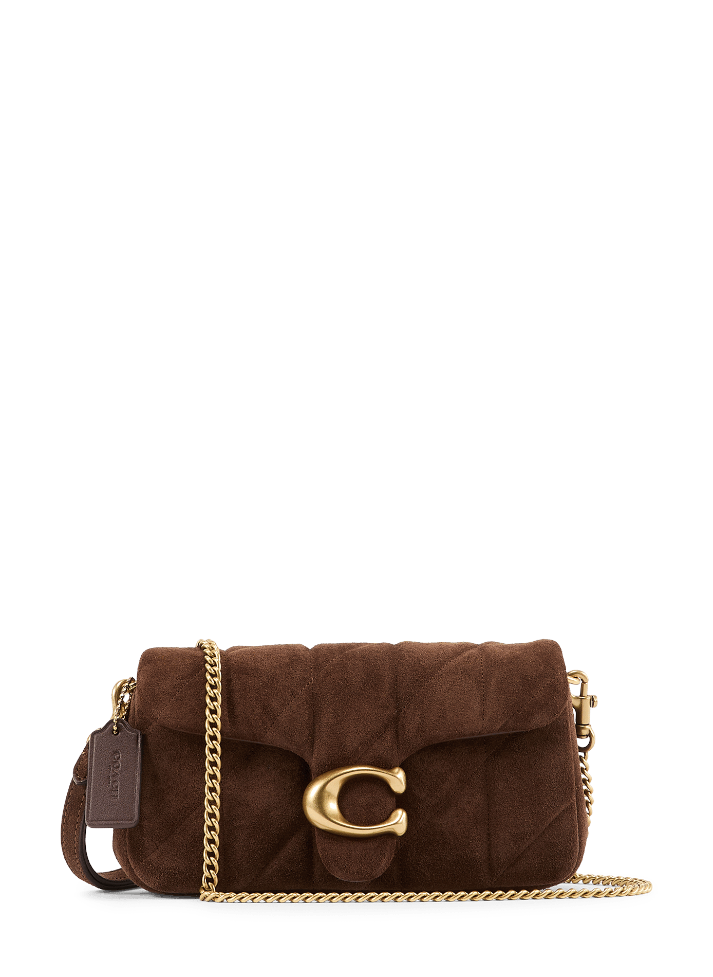 Sac bandoulière Tabby Chain 19 en cuir daim COACH Marron