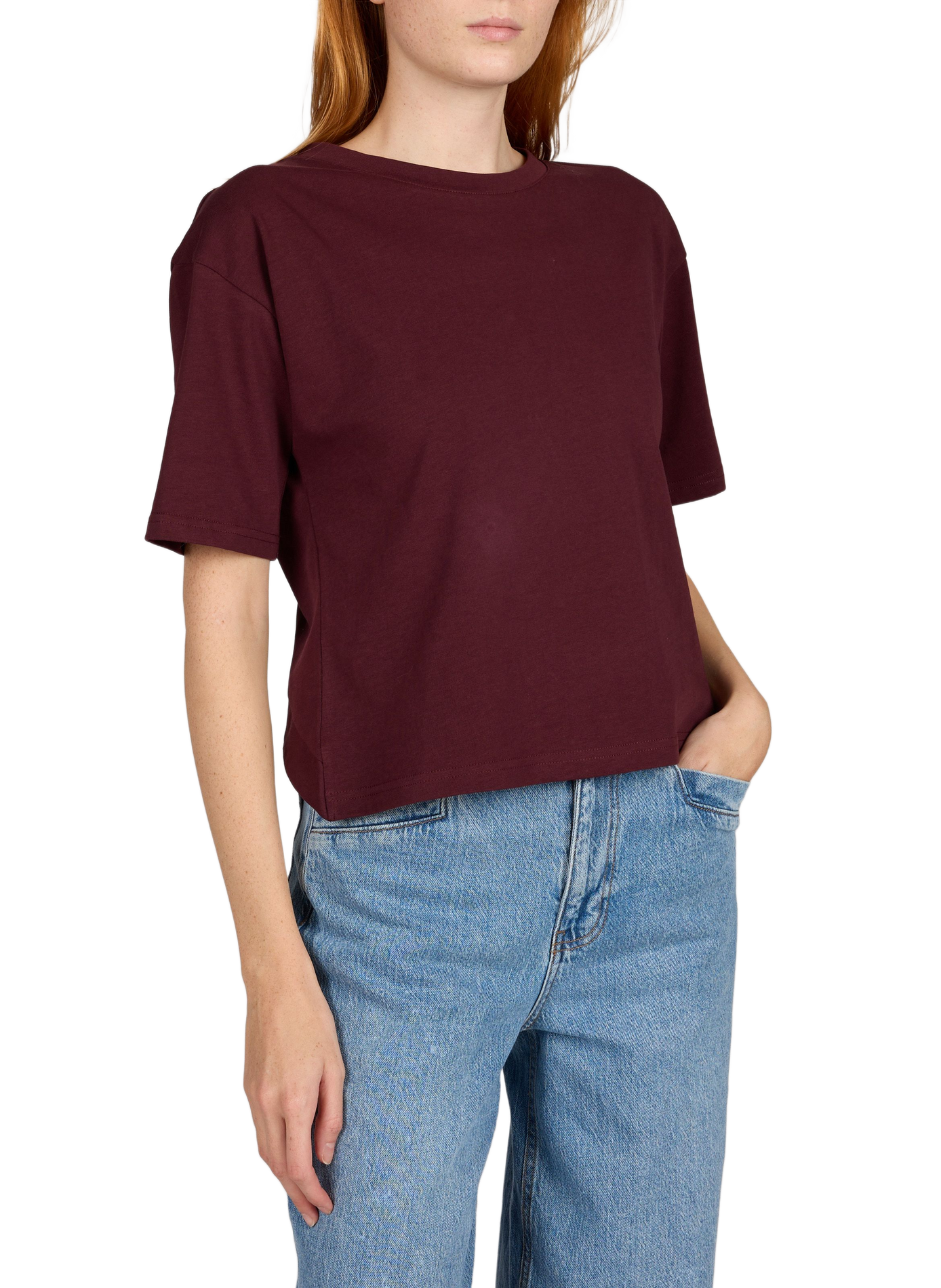 Top droit col rond en coton SUNCOO Violet