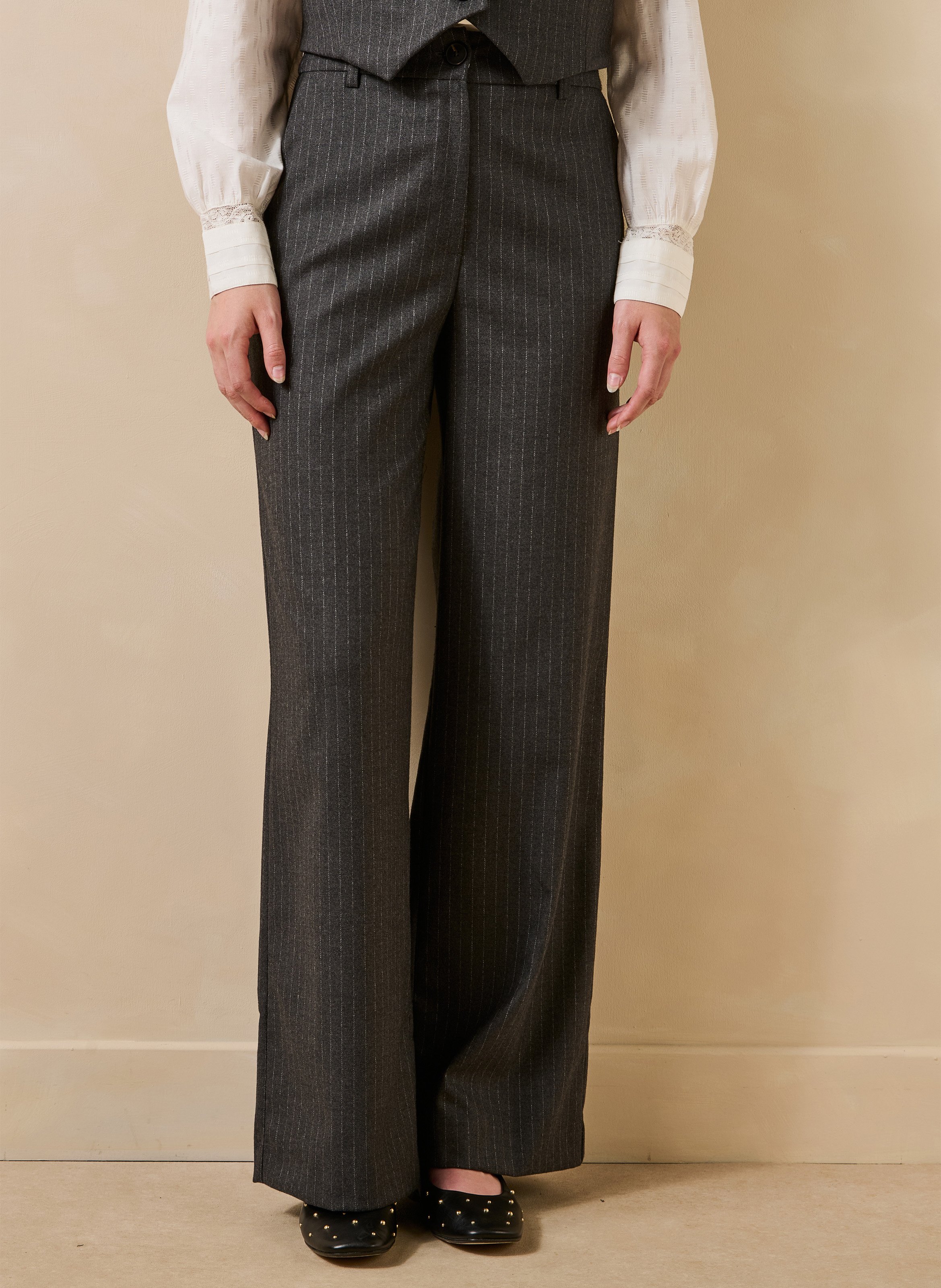 Wijde broek met strepen LA FEE MARABOUTEE Grijs