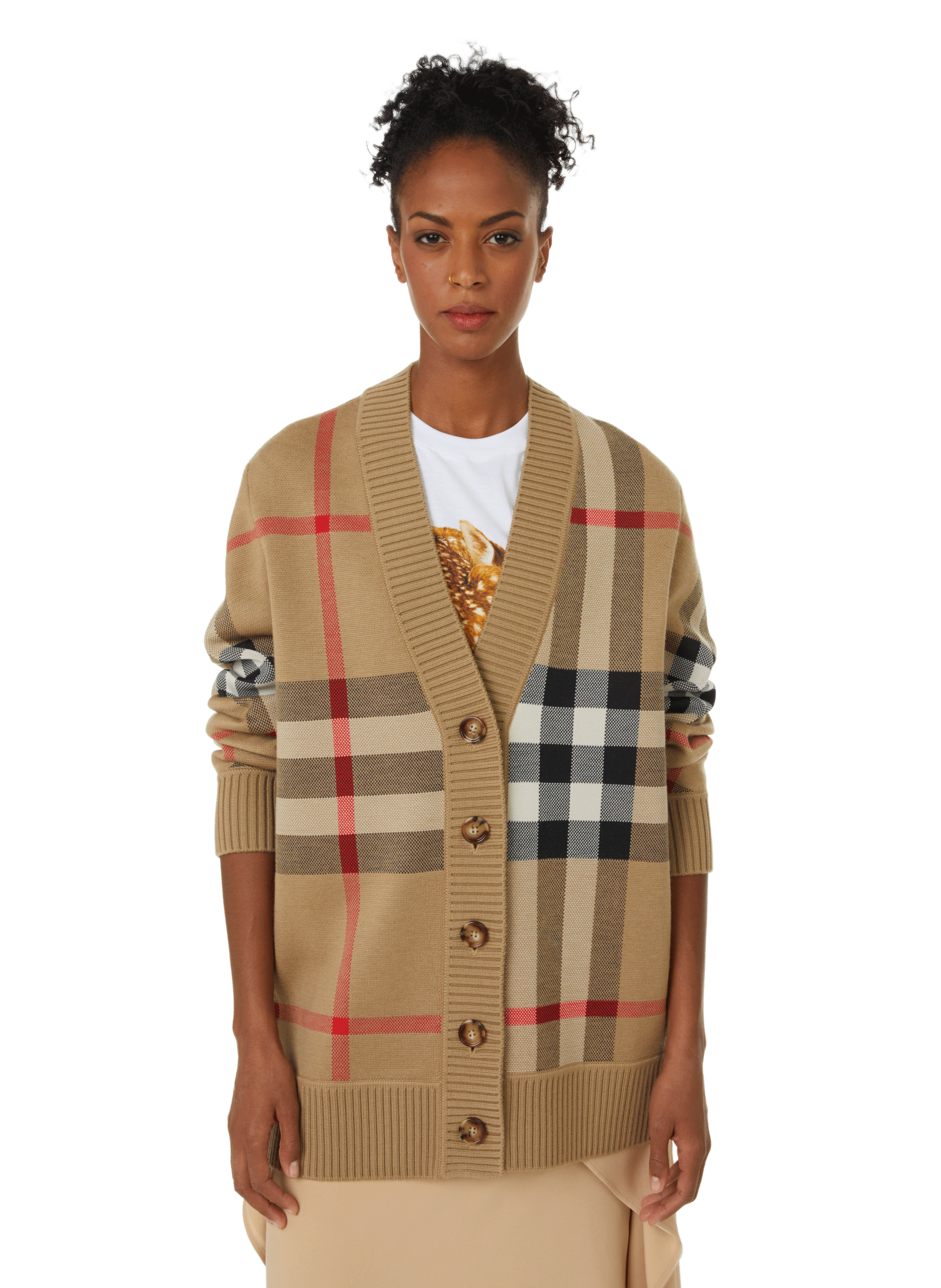 Vintage check merino wool-blend cardigan BURBERRY Brown