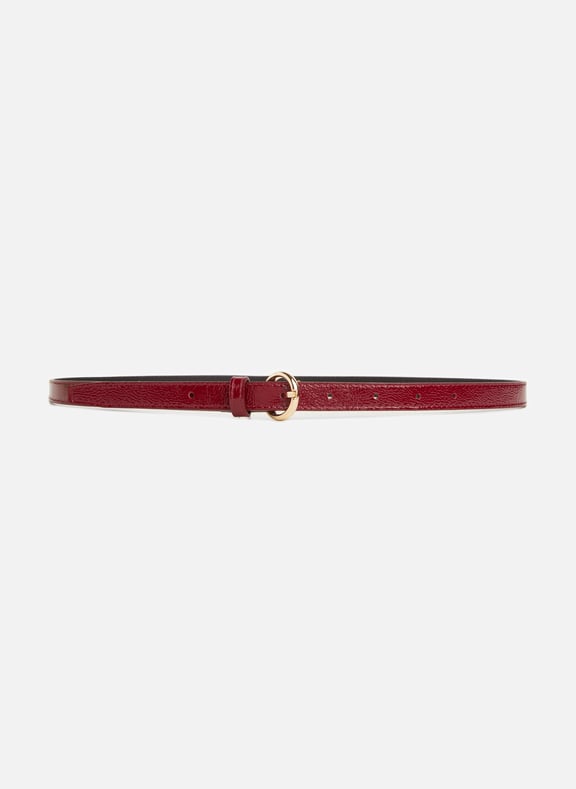 Ceinture fine en cuir verni Rouge by SAISON 1865 SAISON 1865 Ceinture fine en cuir verni Rouge