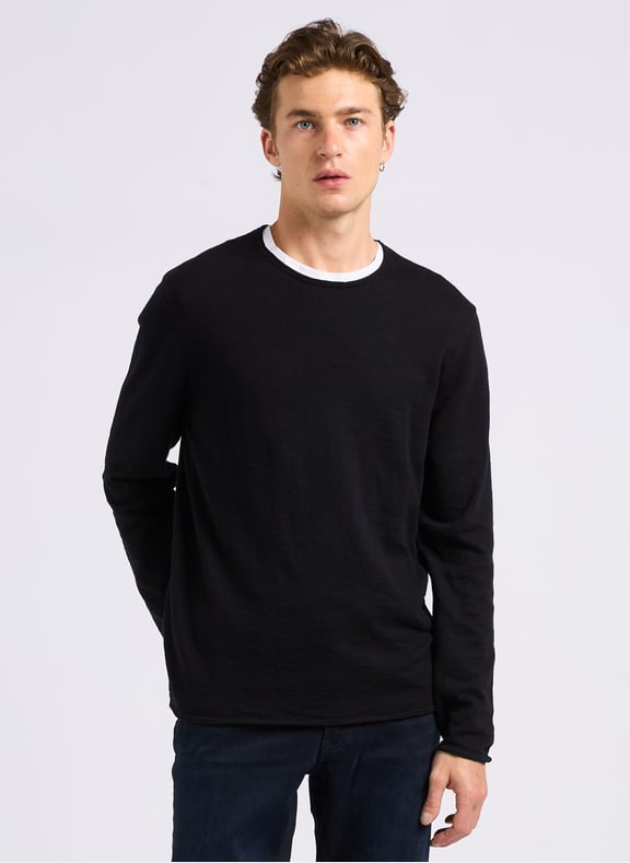 Pull col bateau en coton Noir by IKKS IKKS Pull col bateau en coton Noir
