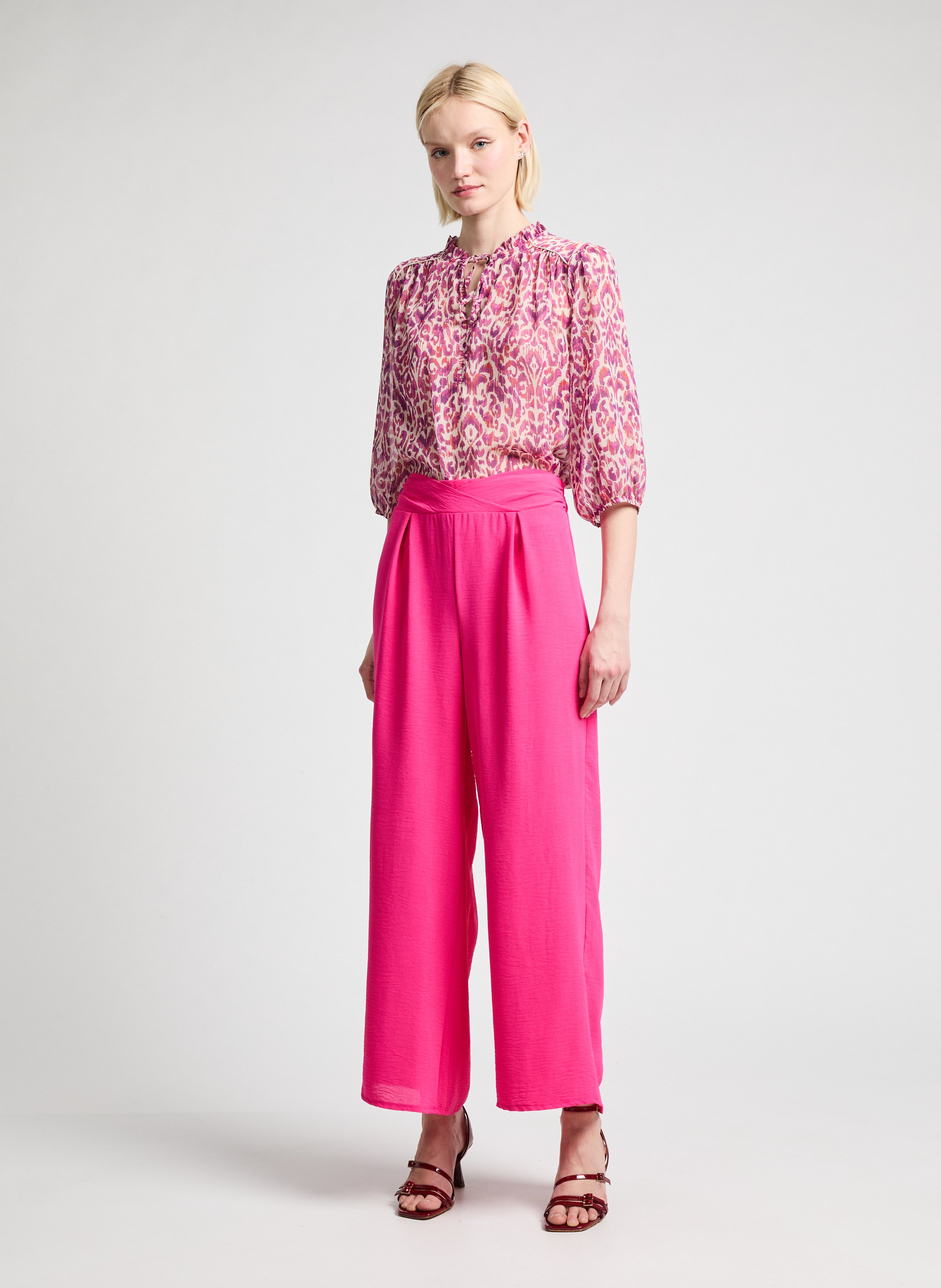 Pantalon droit et fluide AU PRINTEMPS PARIS Rose