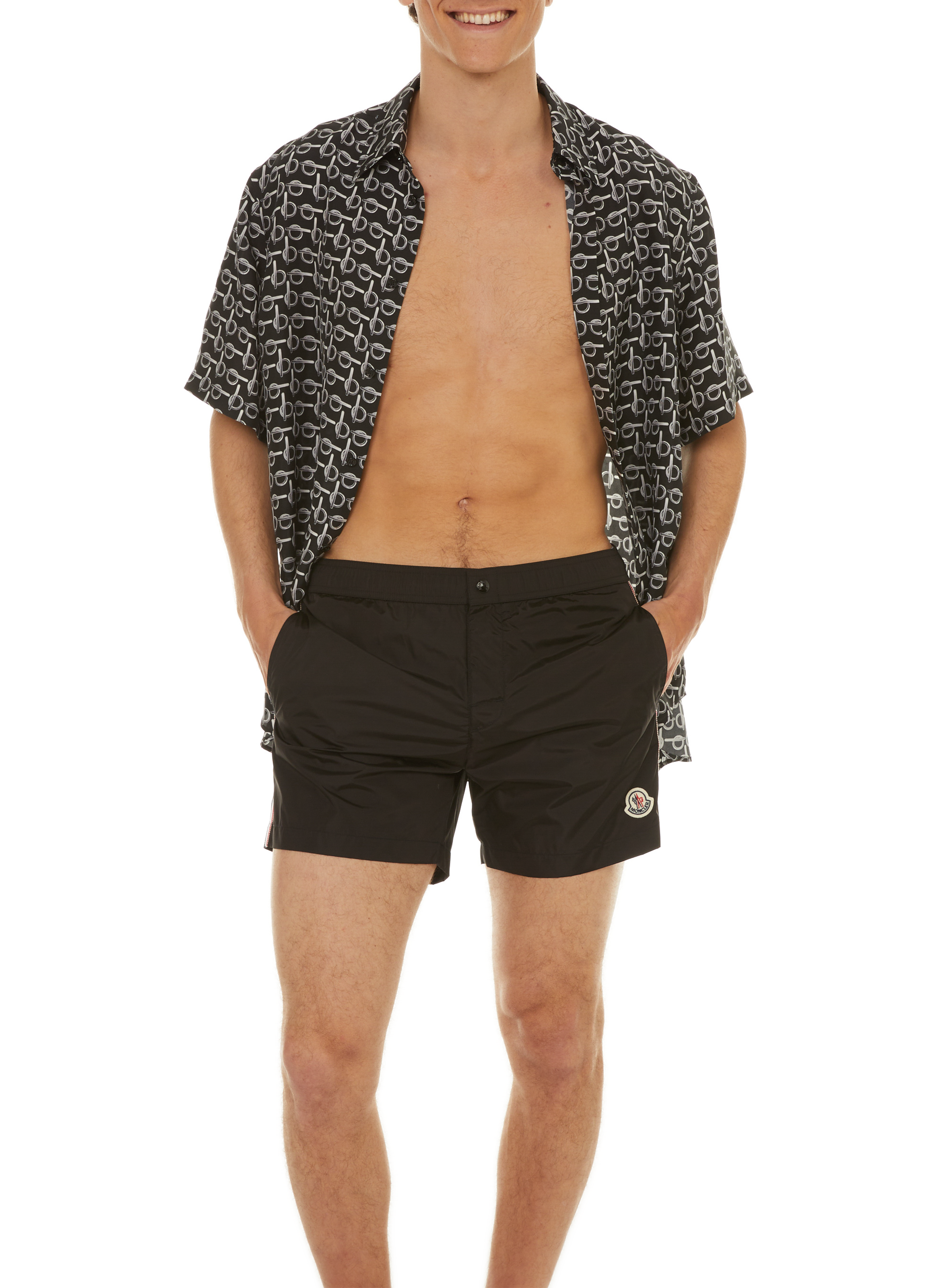 Solid color swim shorts MONCLER Black