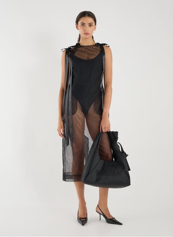 Dress with transparent ribbon bows Black by SIMONE ROCHA SIMONE ROCHA Dress with transparent ribbon bows Black