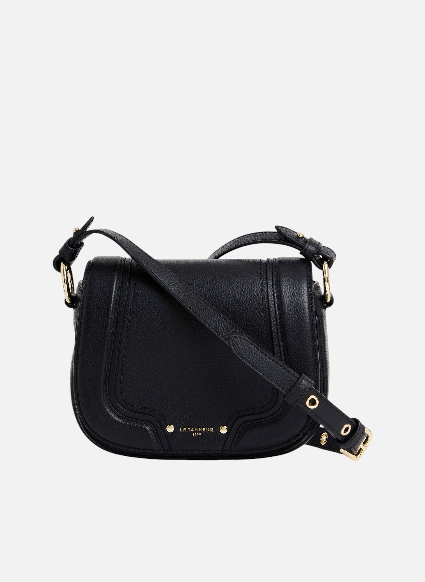 Petit sac bandoulière ella en cuir grainé Noir