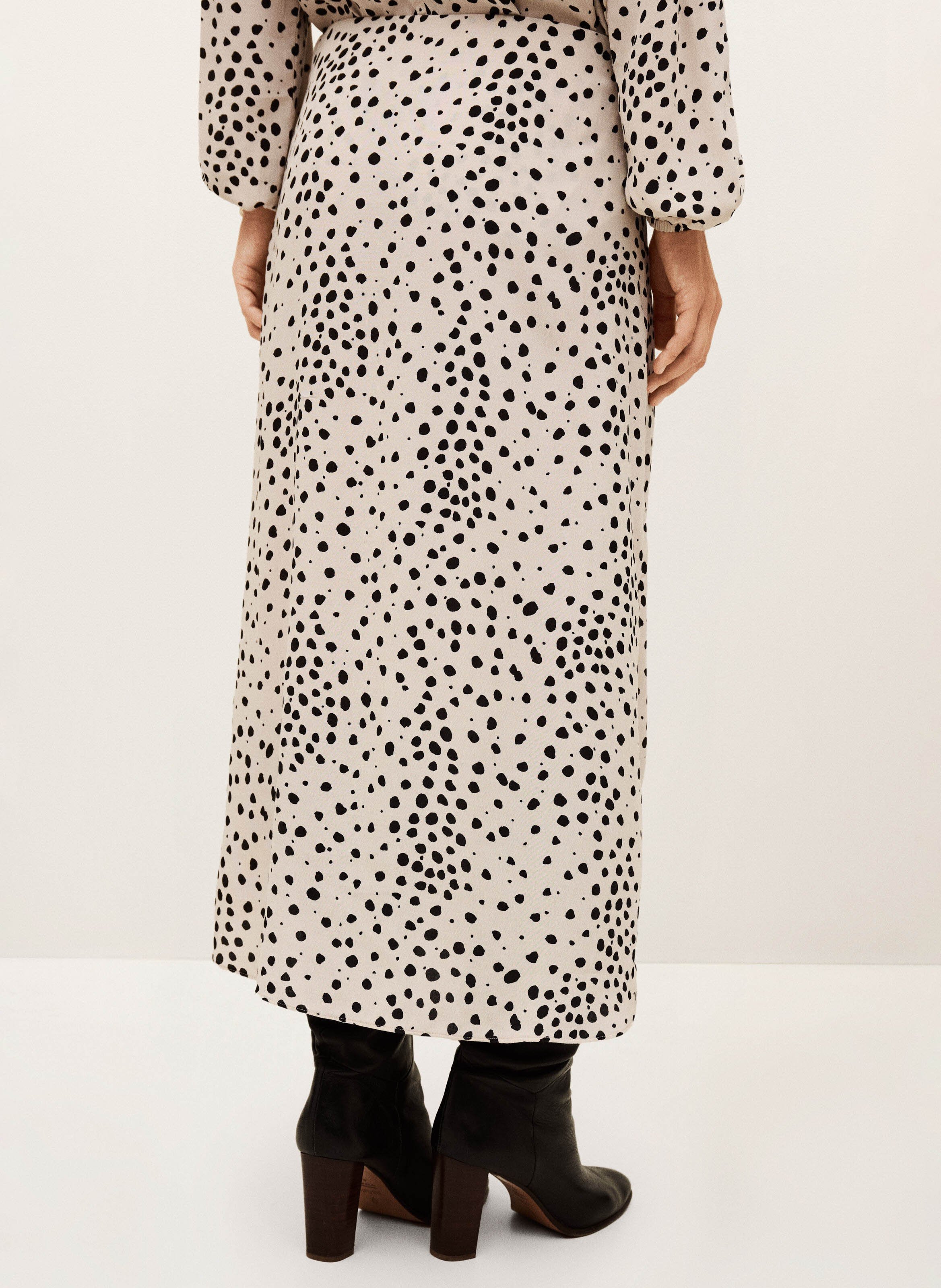 Jupe midi droite motif pois dopera BA&SH Beige